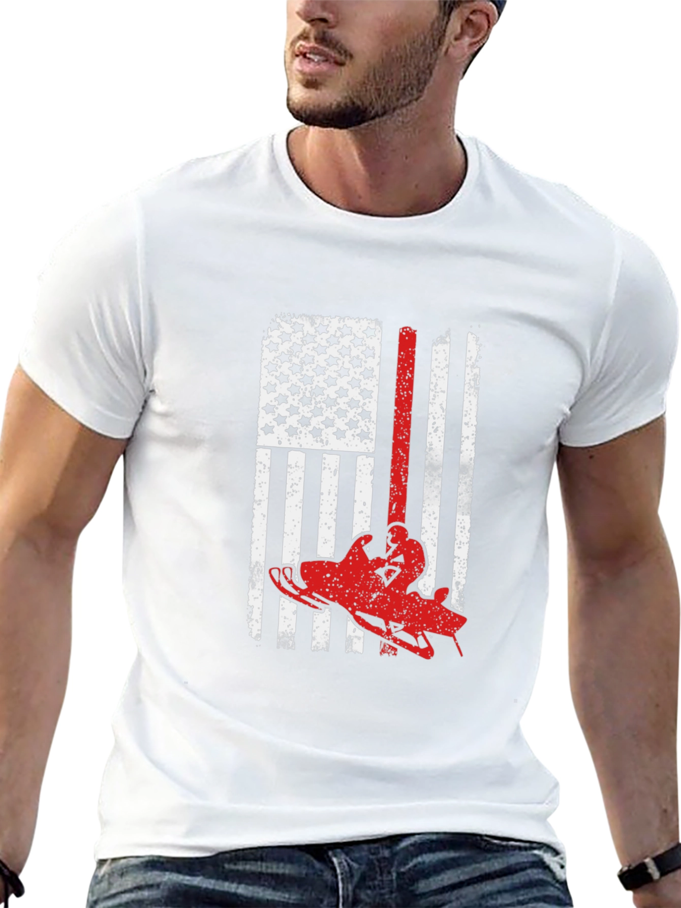 American Flag Snowmobile T-Shirt