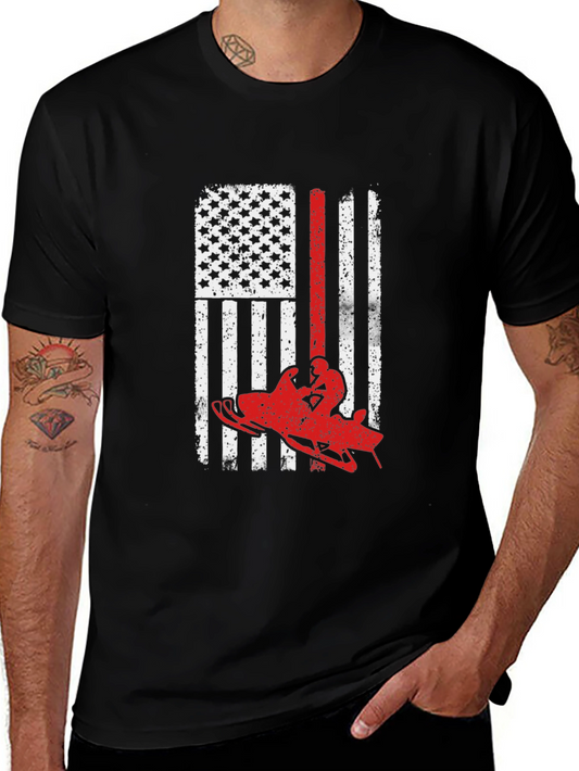 American Flag Snowmobile T-Shirt