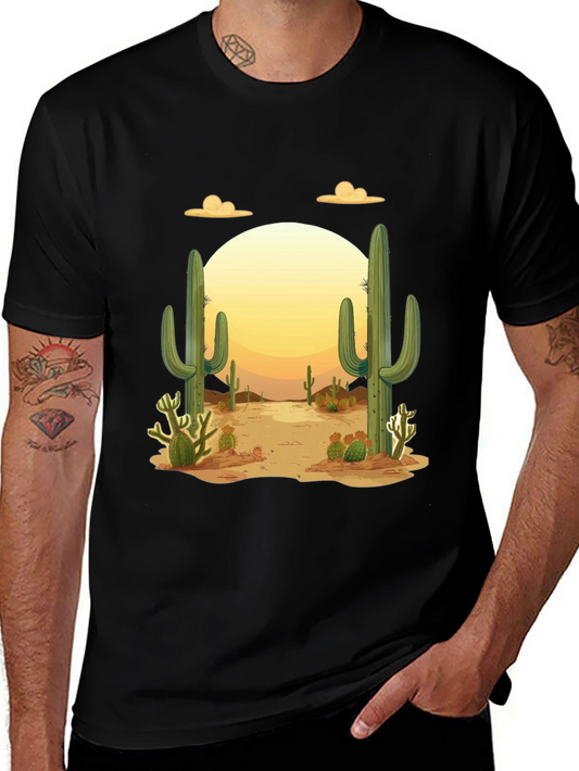 Desert Cactus Graphic Tee - Mens Black T-Shirt
