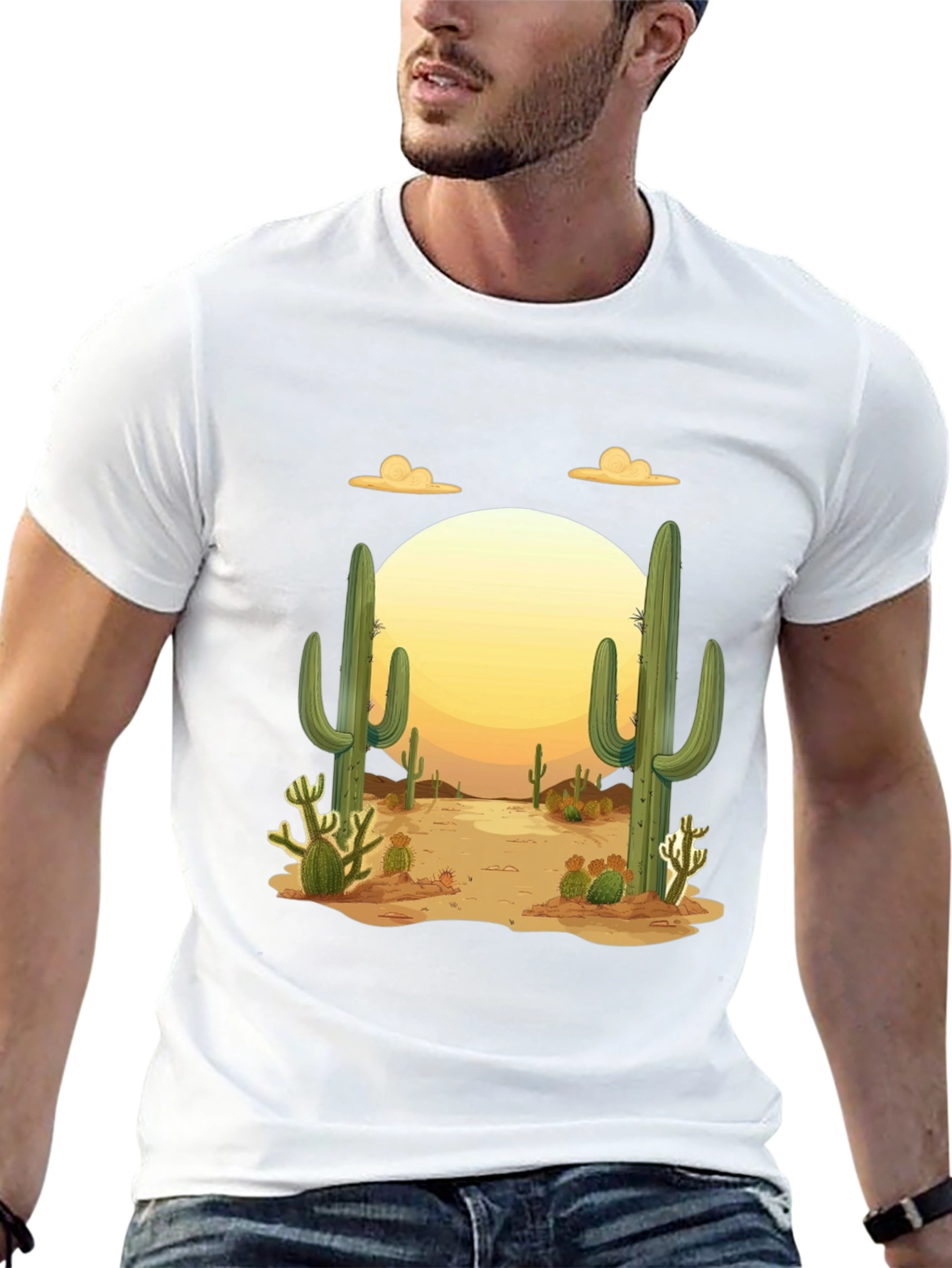 Desert Cactus Graphic Tee - Mens Black T-Shirt