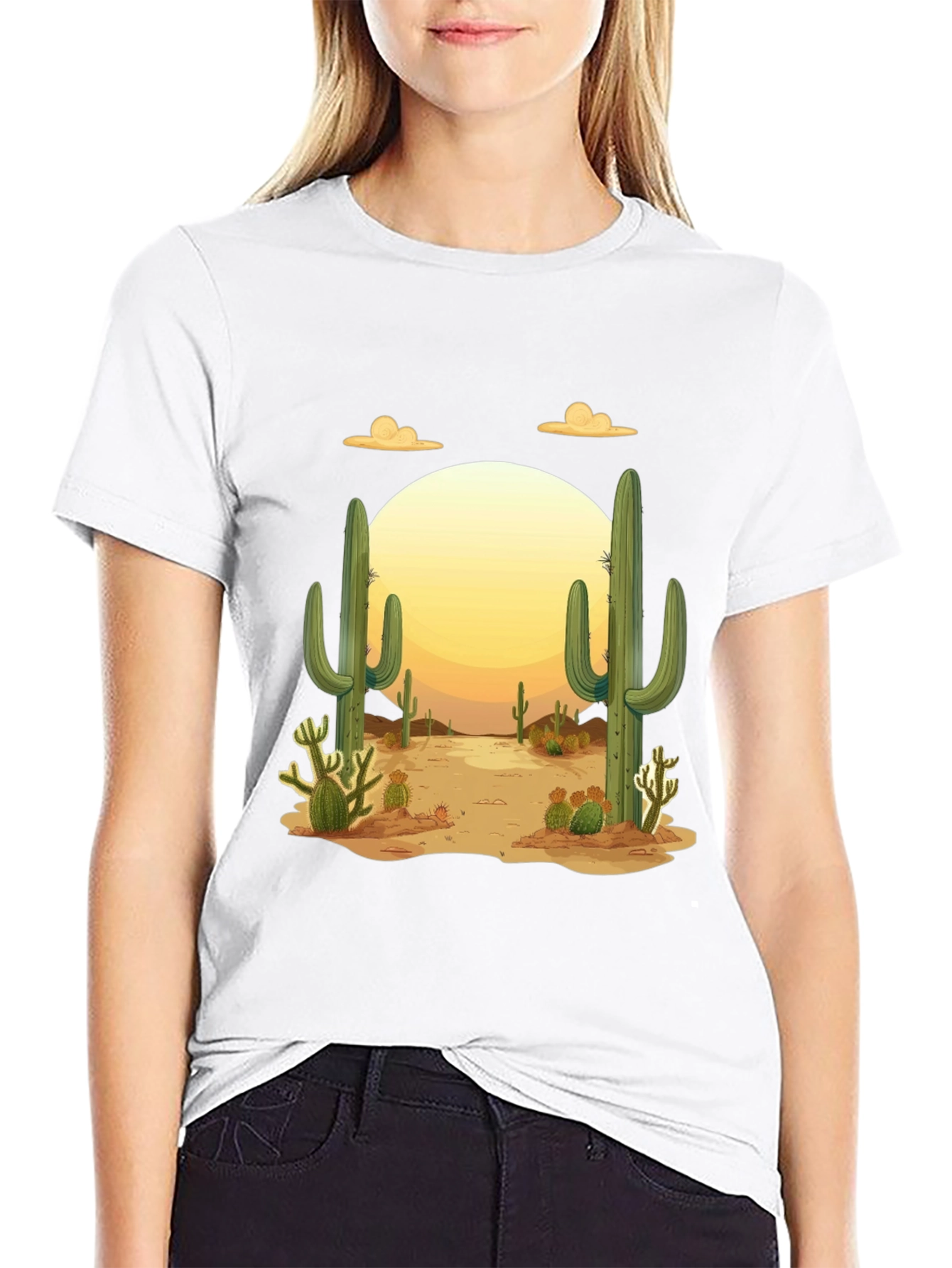 Desert Cactus Graphic Tee - Mens Black T-Shirt