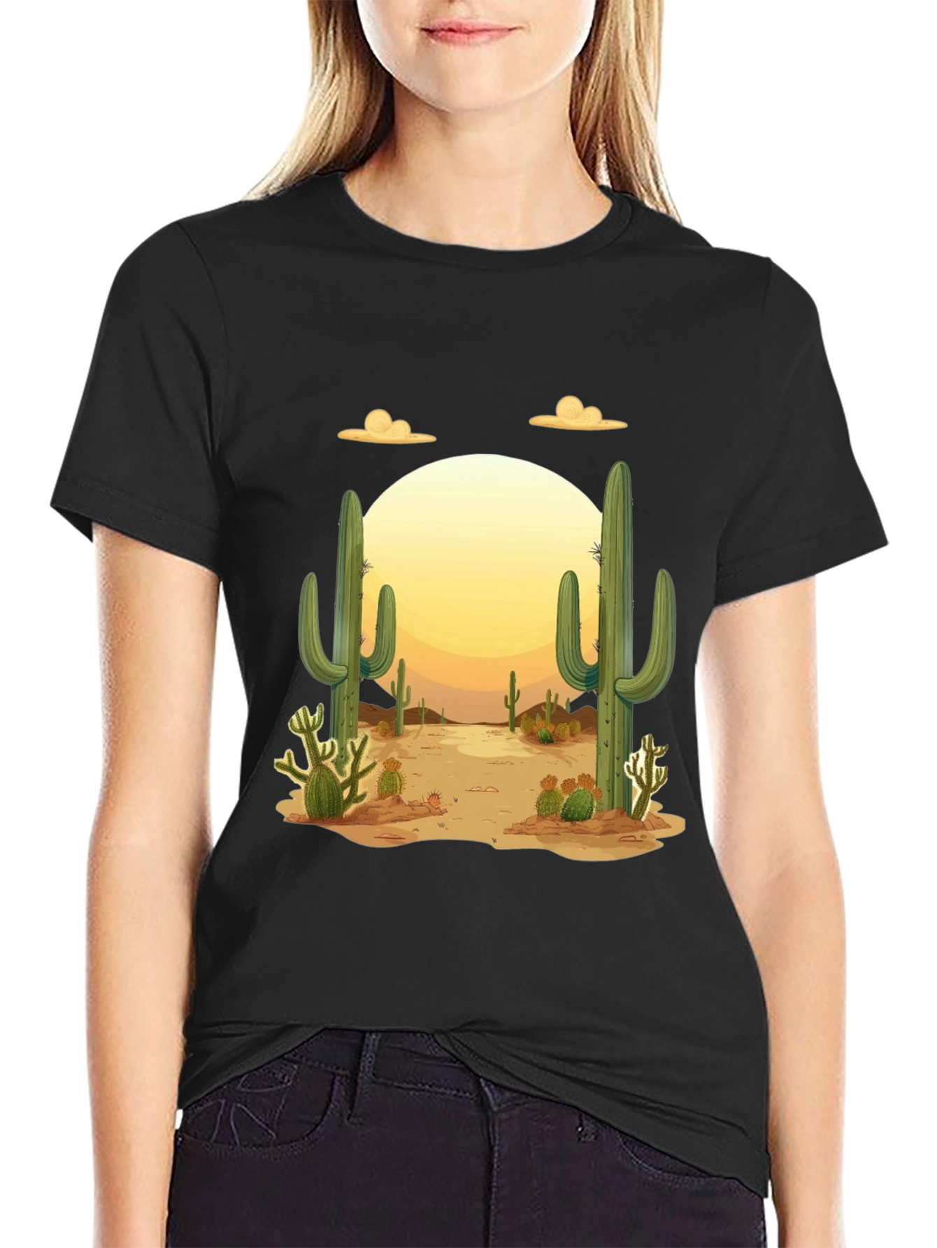 Desert Cactus Graphic Tee - Mens Black T-Shirt