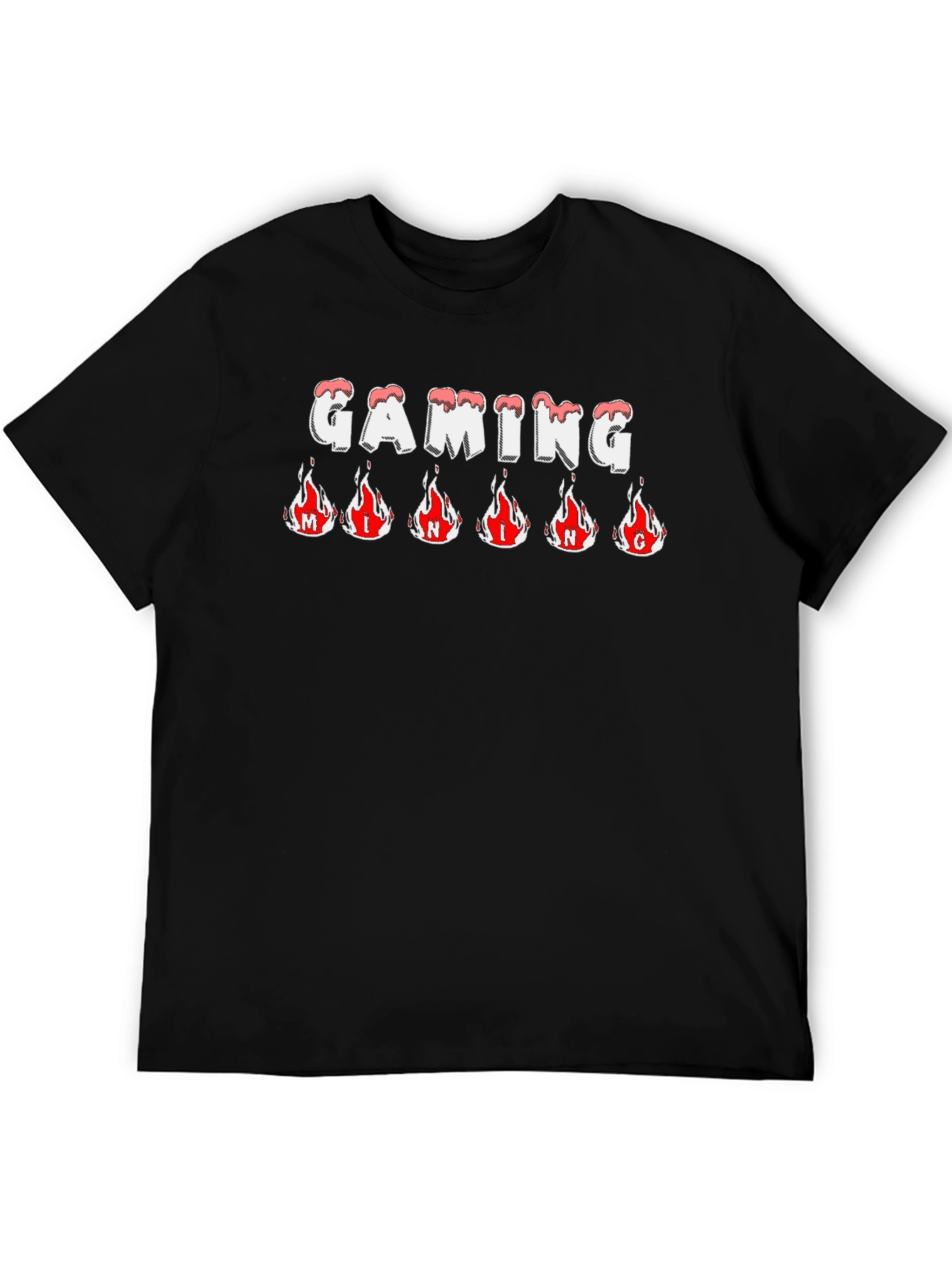 Gaming T-Shirt - Flaming Letters - Black Tee