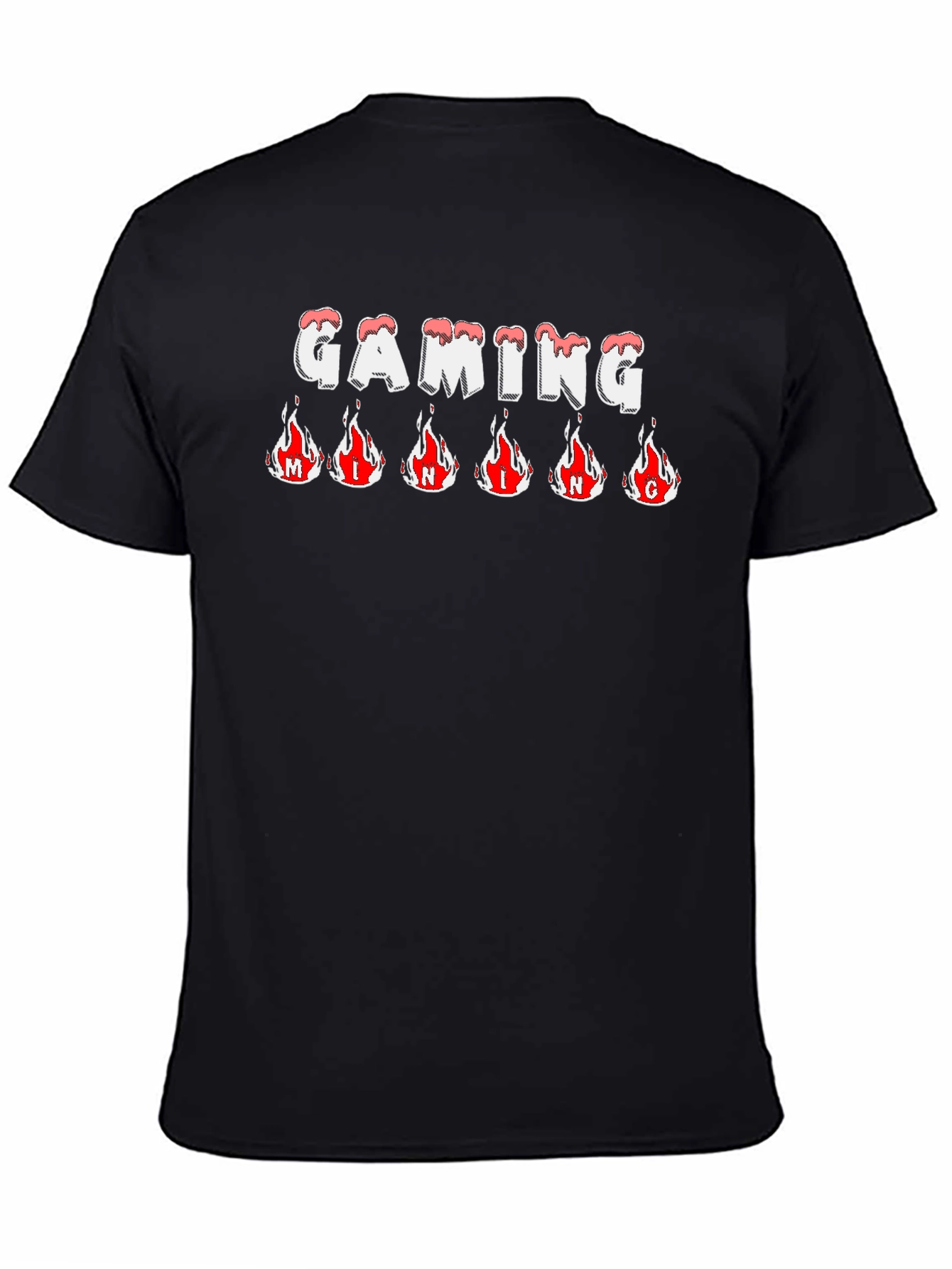 Gaming T-Shirt - Flaming Letters - Black Tee