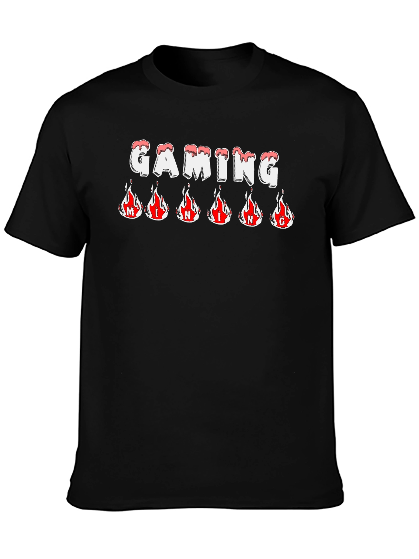 Gaming T-Shirt - Flaming Letters - Black Tee