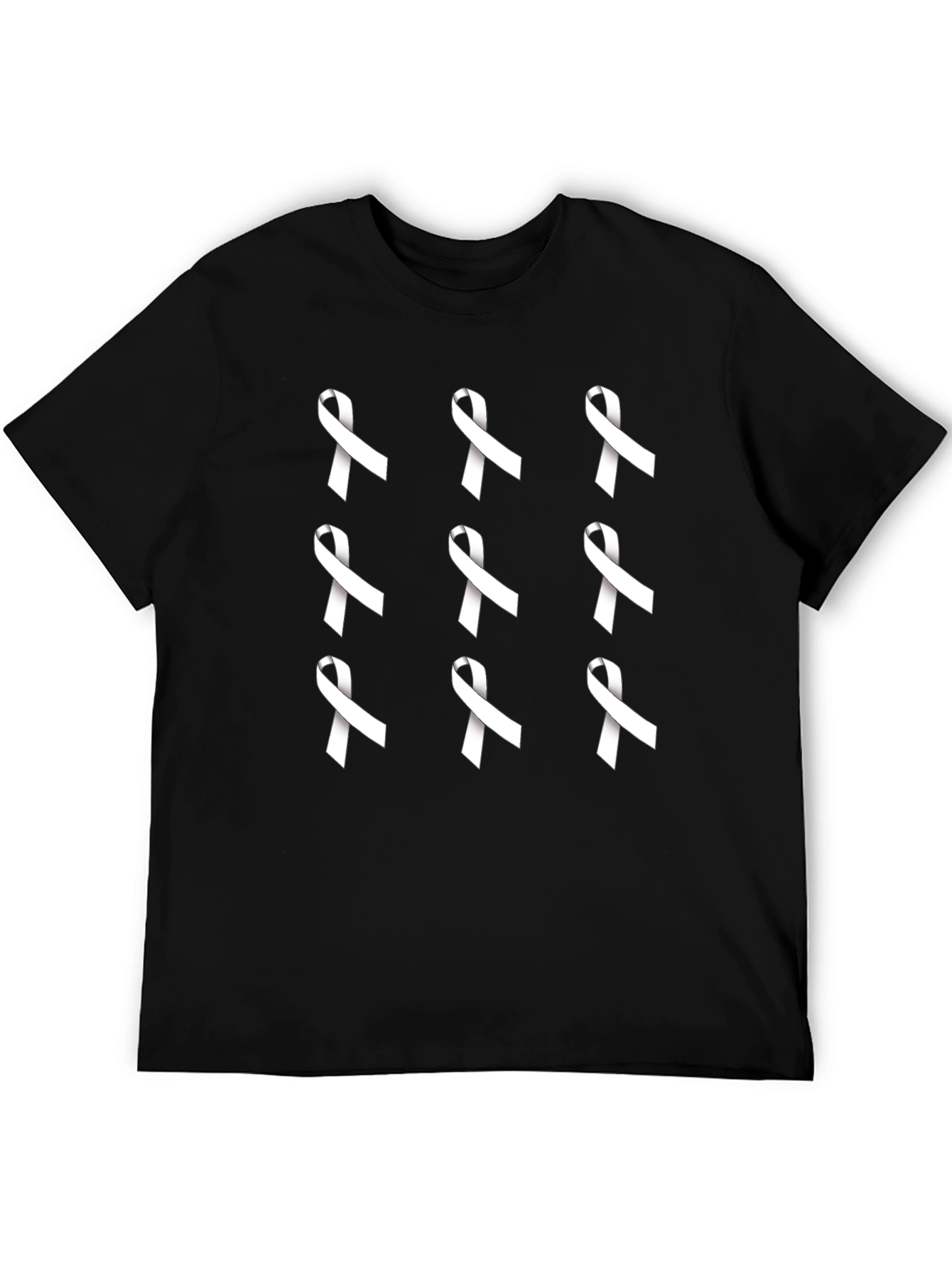 Ribbon Pattern Black Tee Shirt