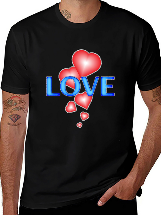 Love Hearts Graphic Tee - Stylish Black T-Shirt