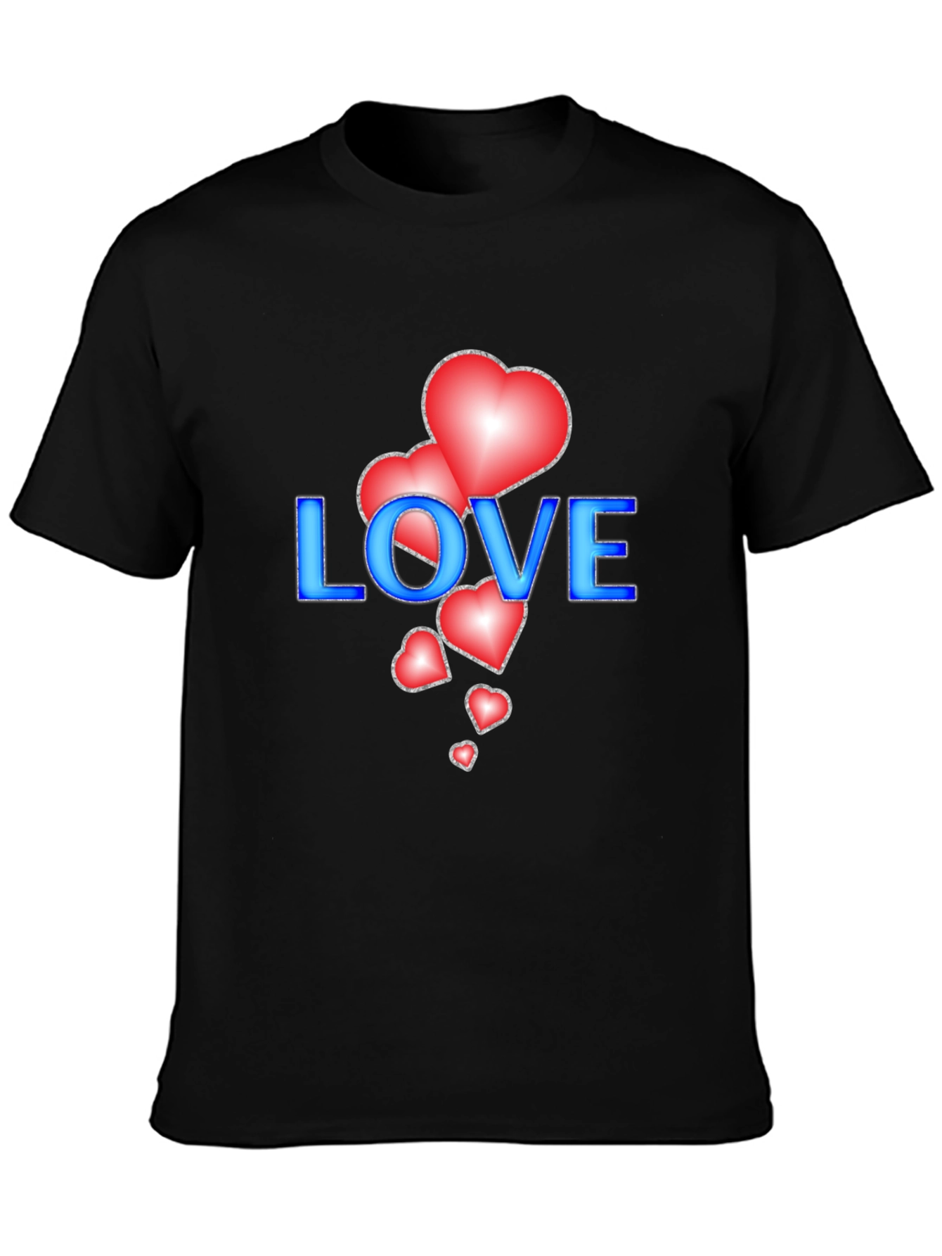 Love Hearts Graphic Tee - Stylish Black T-Shirt