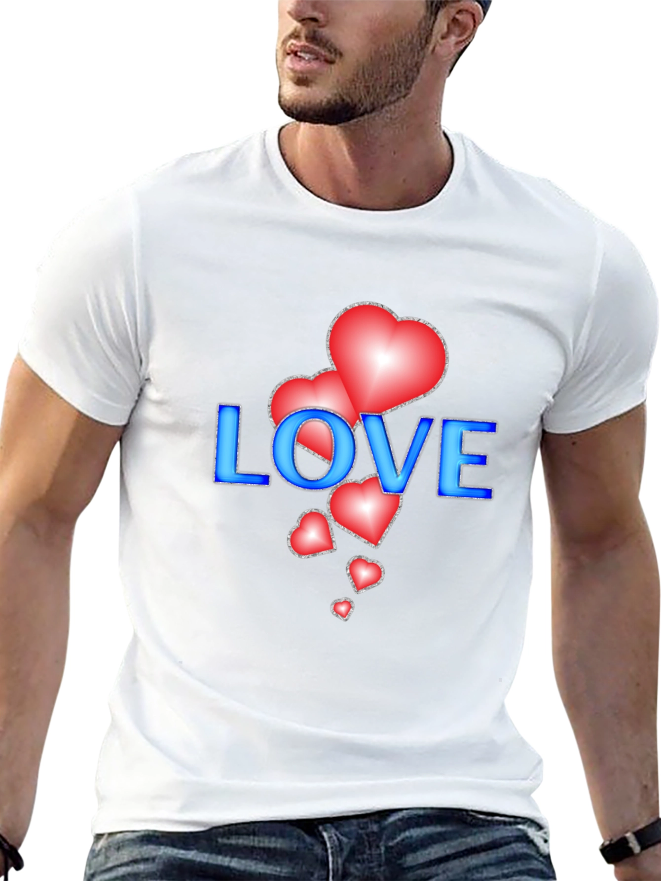 Love Hearts Graphic Tee - Stylish Black T-Shirt