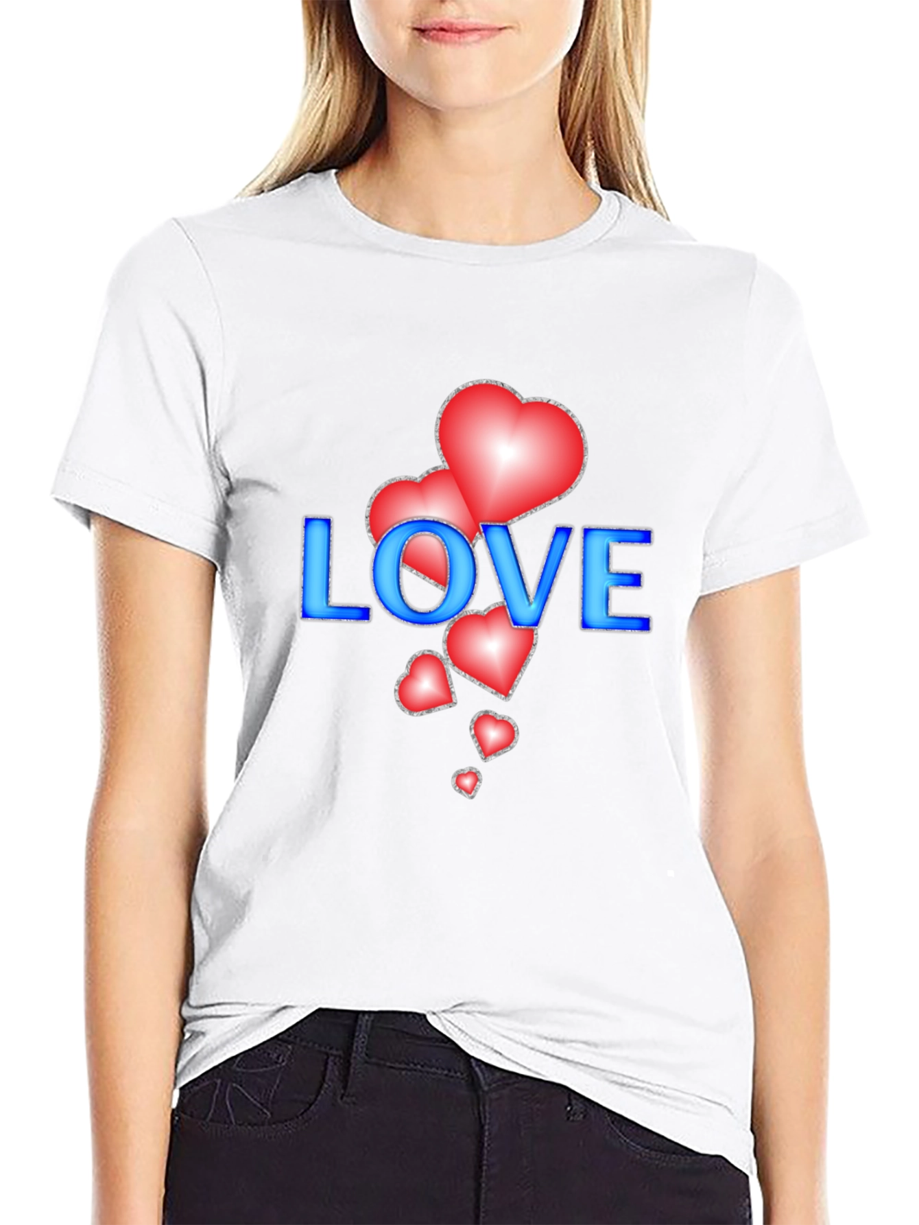 Love Hearts Graphic Tee - Stylish Black T-Shirt