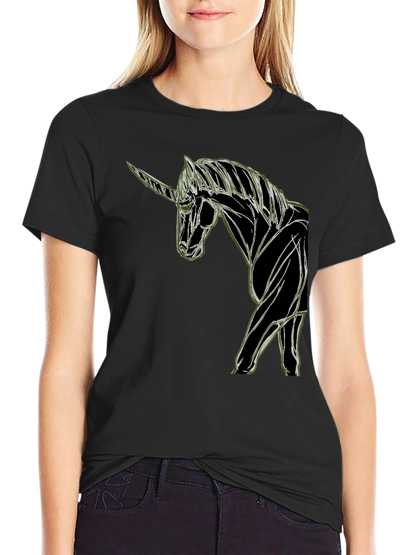 Unicorn Graphic Black T-Shirt
