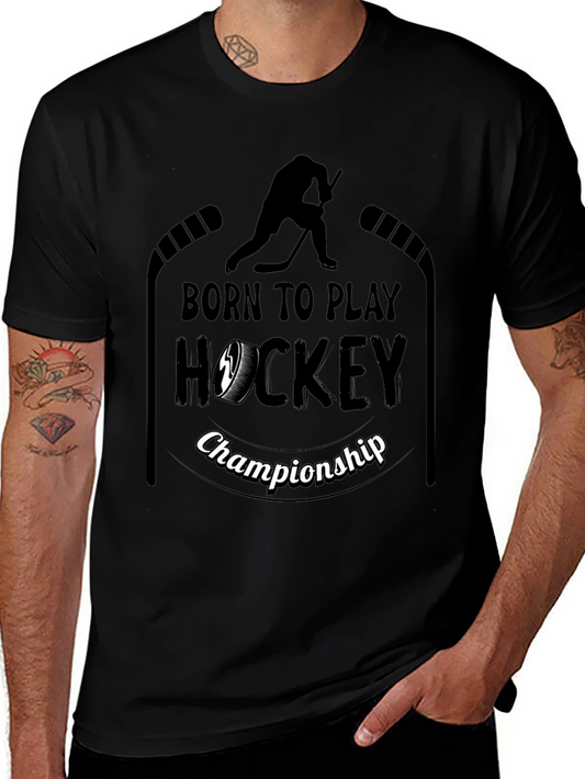 Born To Play Hockey Championship Black T-Shirt