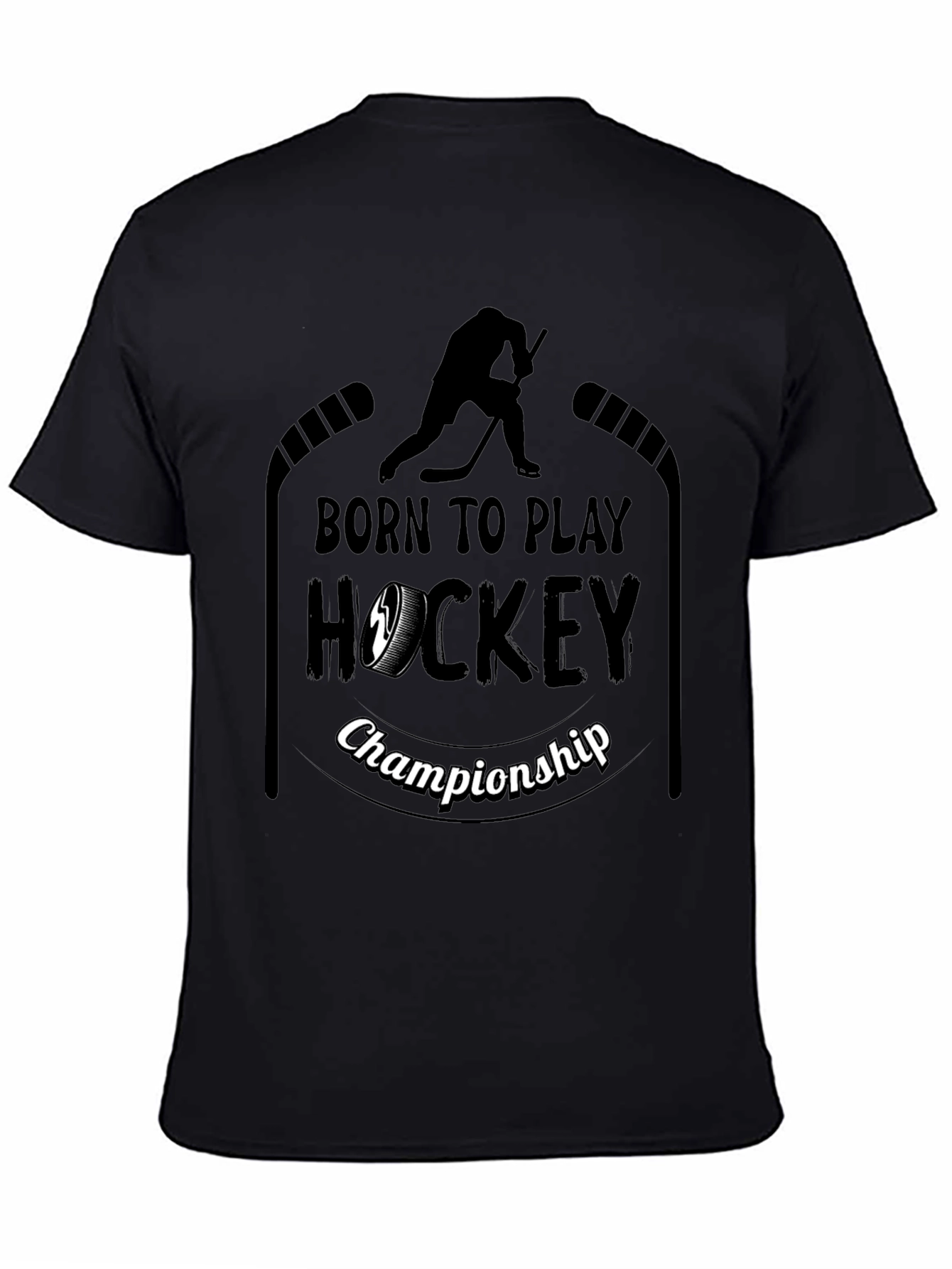 Born To Play Hockey Championship Black T-Shirt
