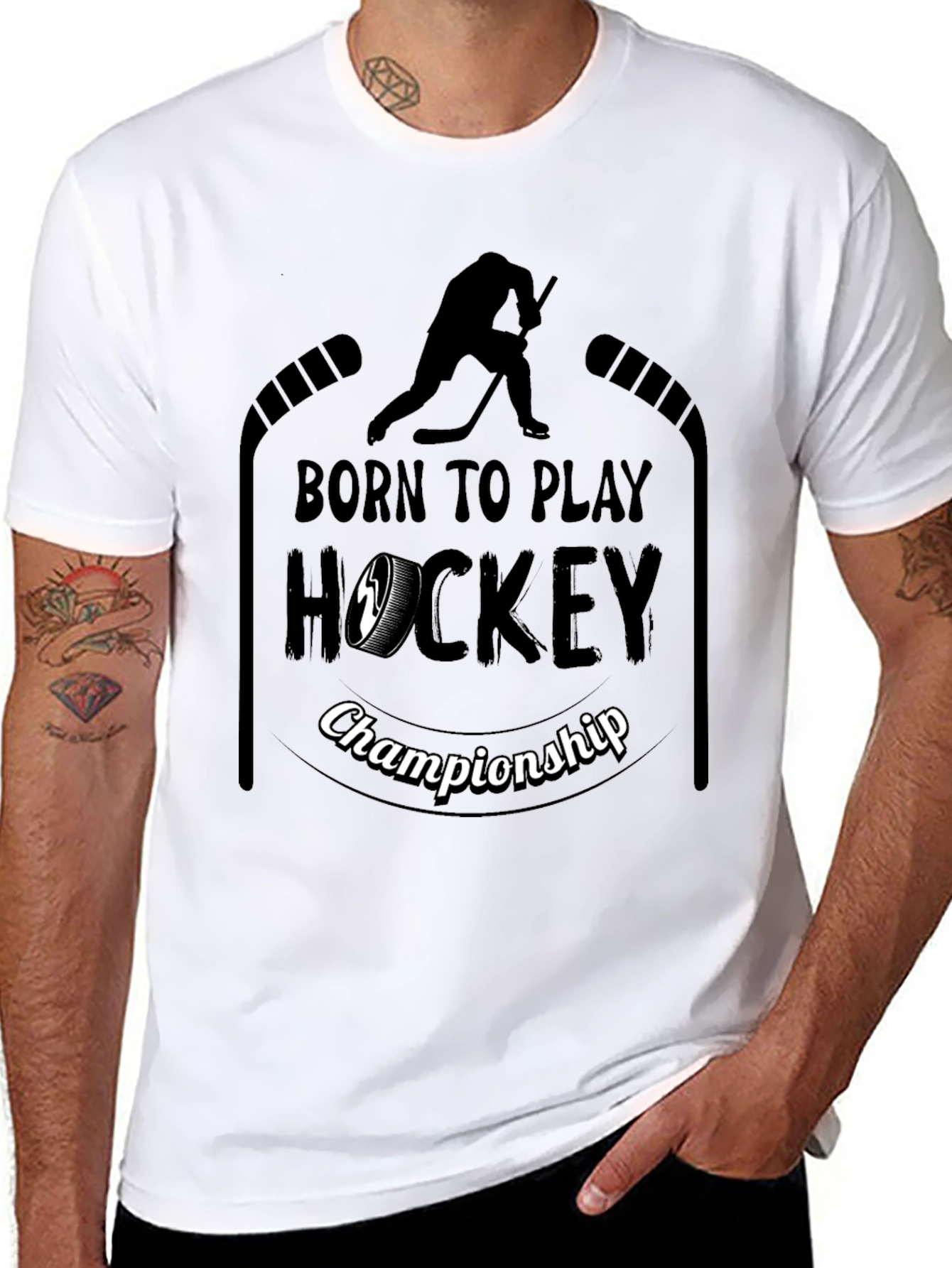 Born To Play Hockey Championship Black T-Shirt