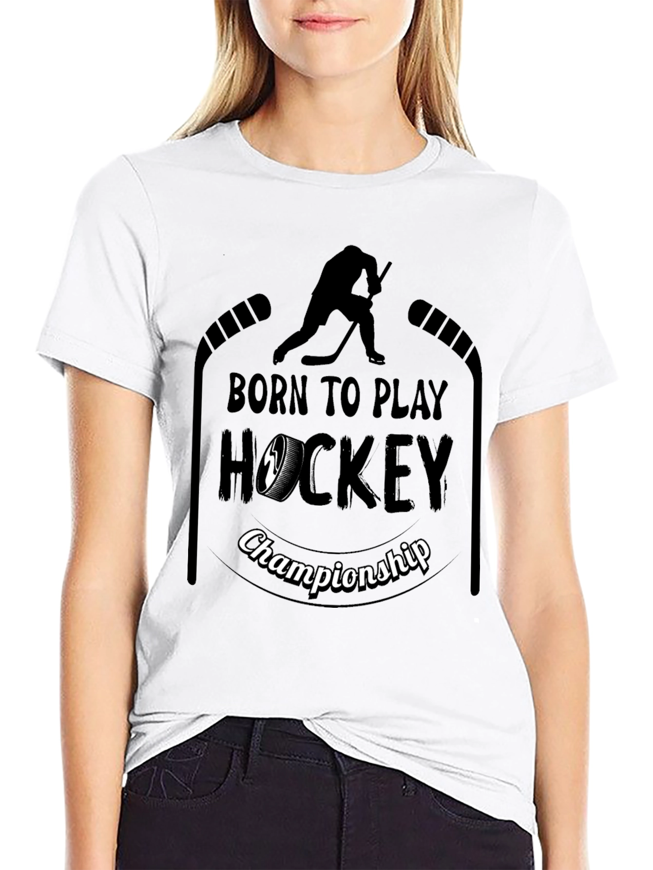 Born To Play Hockey Championship Black T-Shirt