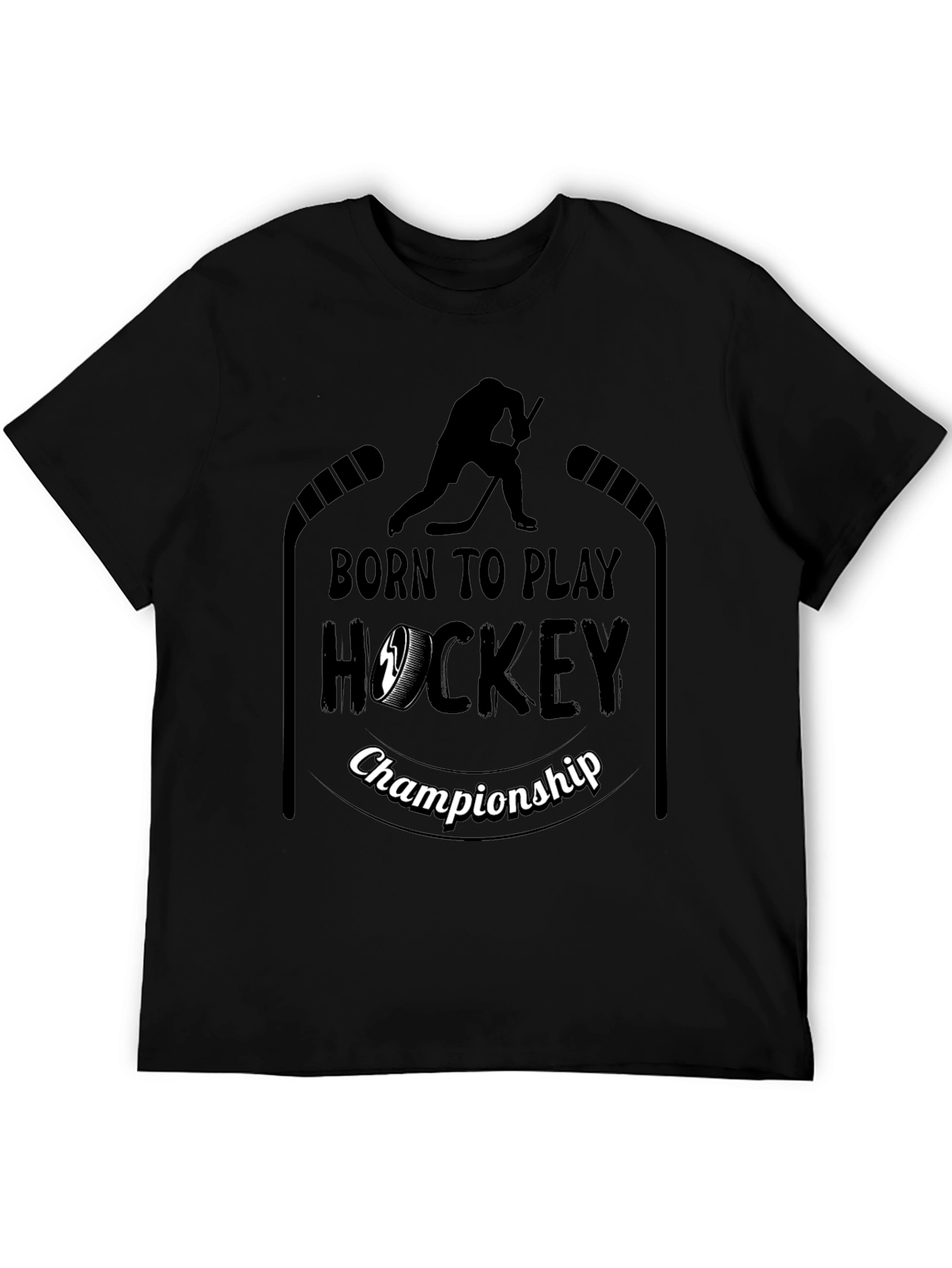Born To Play Hockey Championship Black T-Shirt