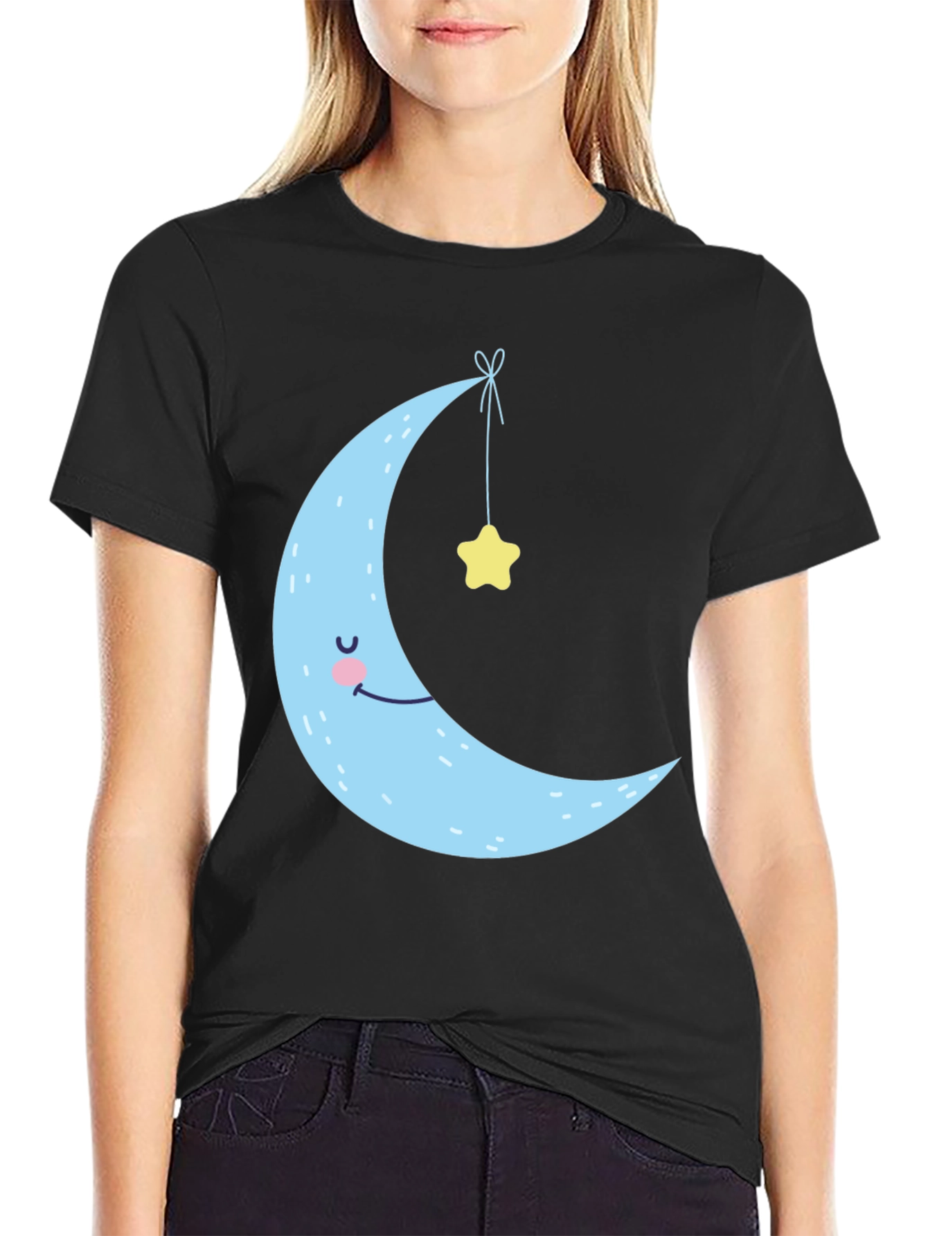 Dreamy Crescent Moon & Star Graphic Tee