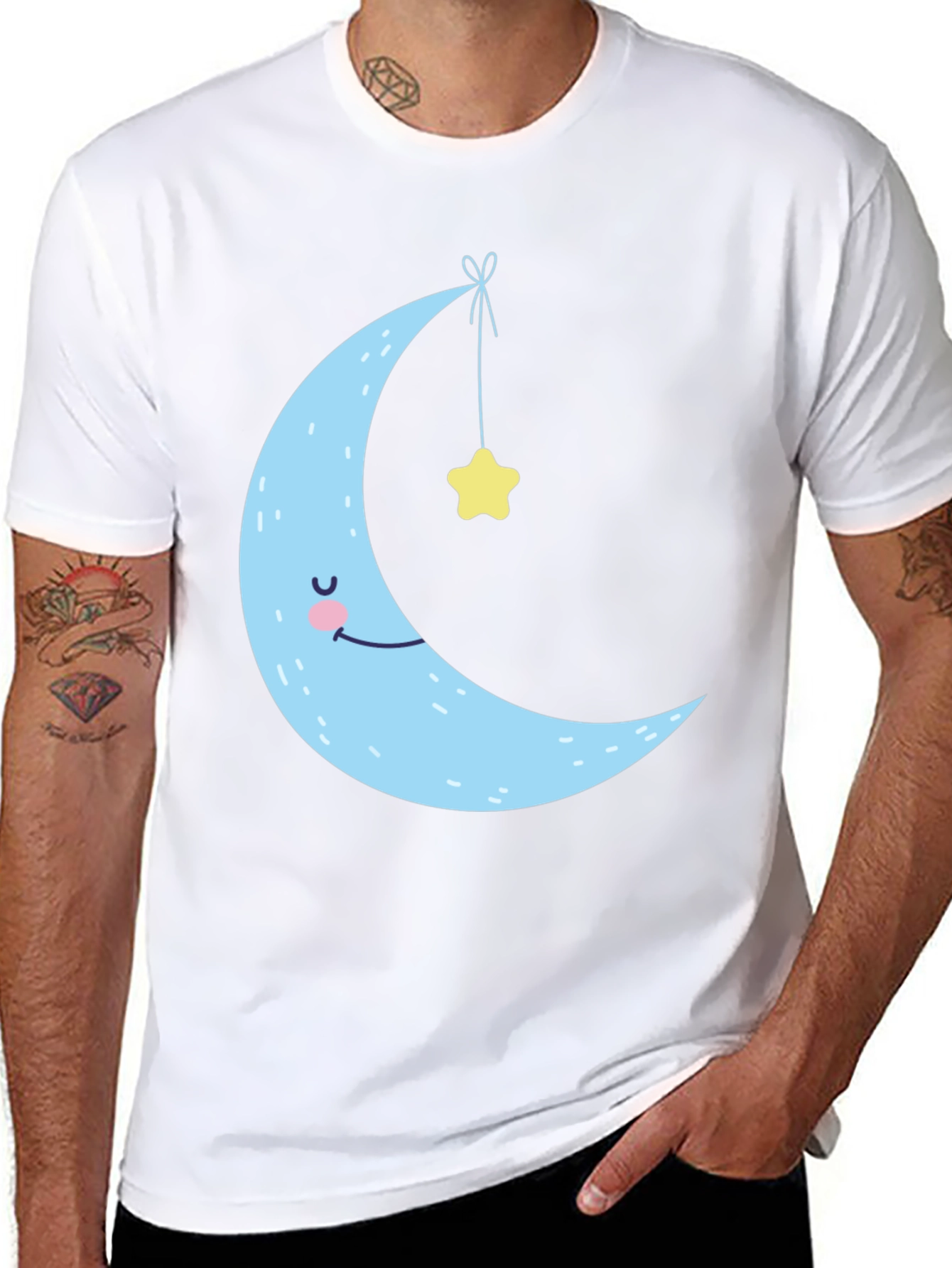 Dreamy Crescent Moon & Star Graphic Tee