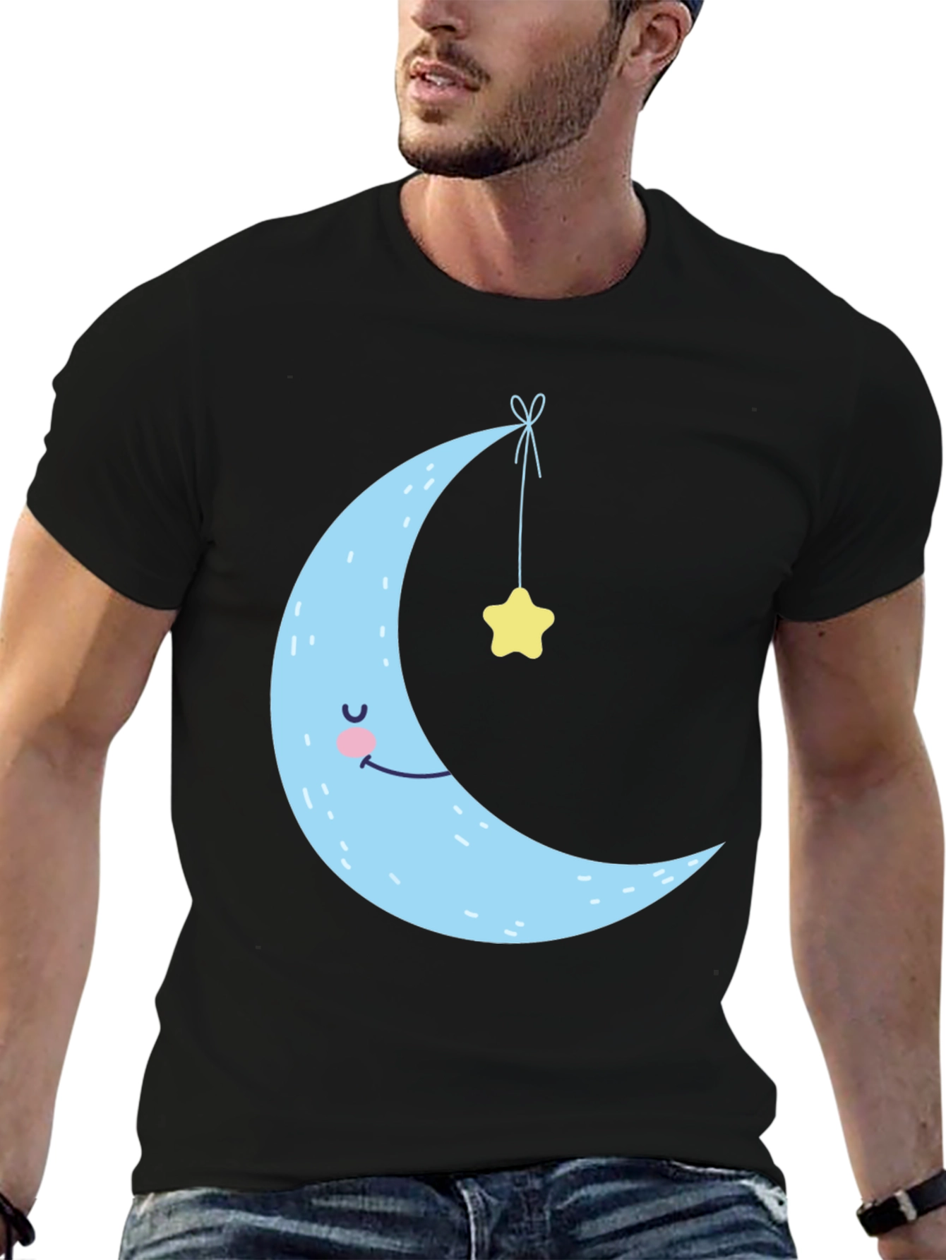 Dreamy Crescent Moon & Star Graphic Tee