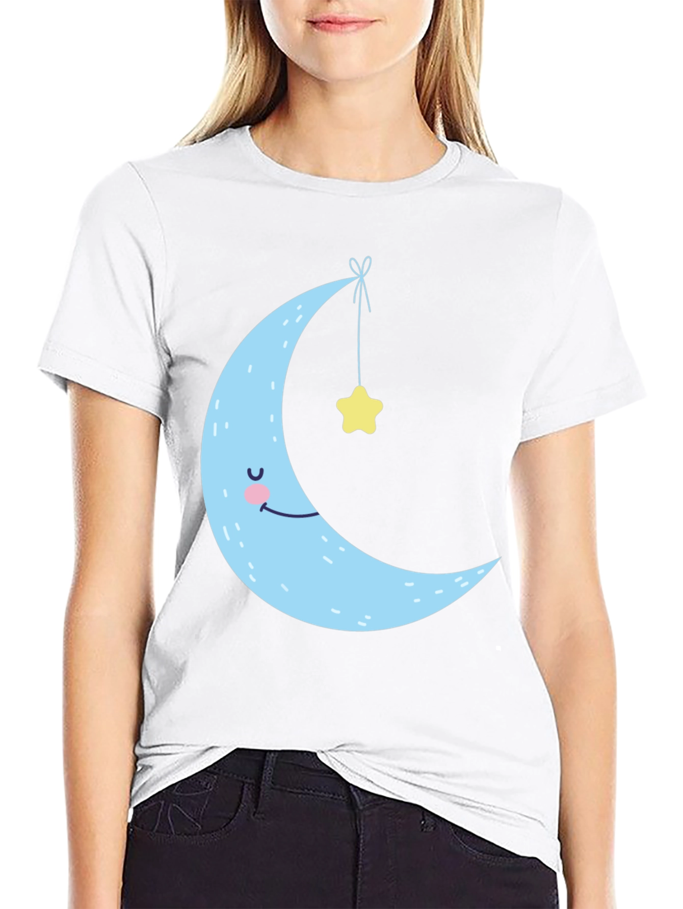 Dreamy Crescent Moon & Star Graphic Tee