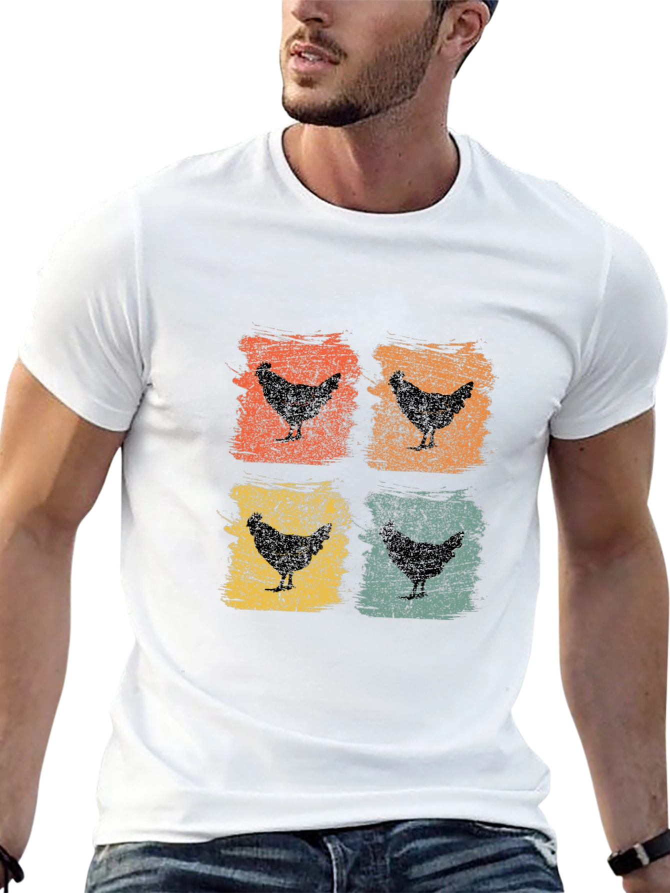 Retro Chicken T-Shirt: Farm Animal Graphic Tee