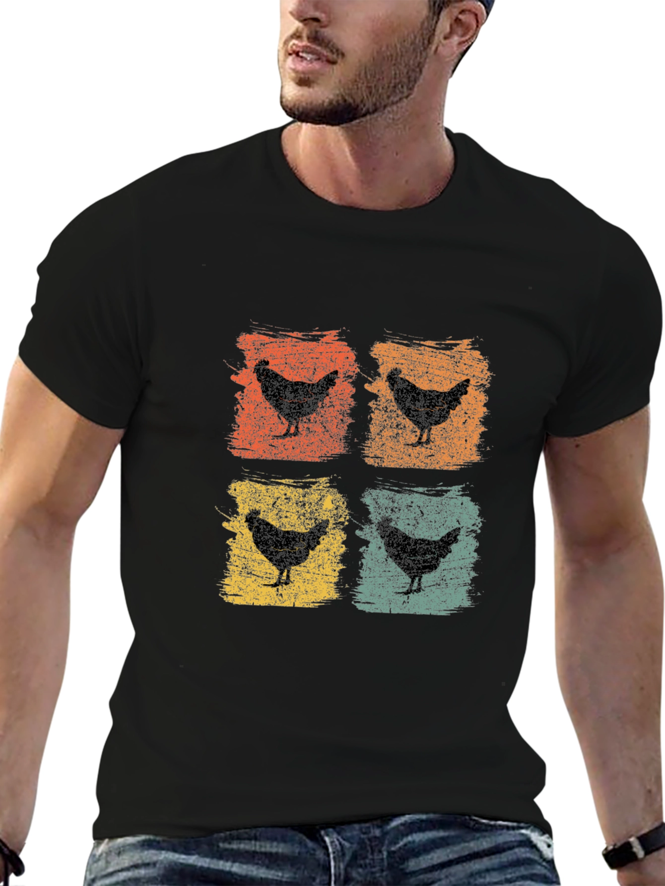 Retro Chicken T-Shirt: Farm Animal Graphic Tee