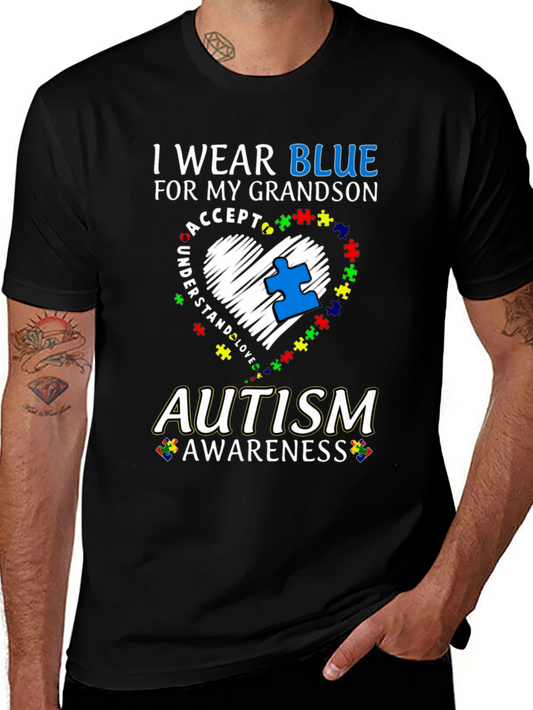 I Wear Blue For My Grandson Autism Awareness T-Shirt