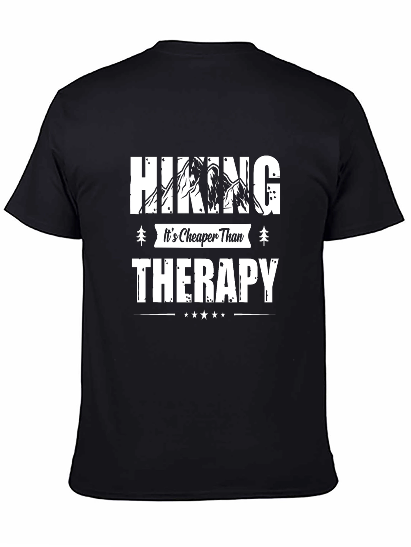 Hiking Cheaper Than Therapy Black Tee