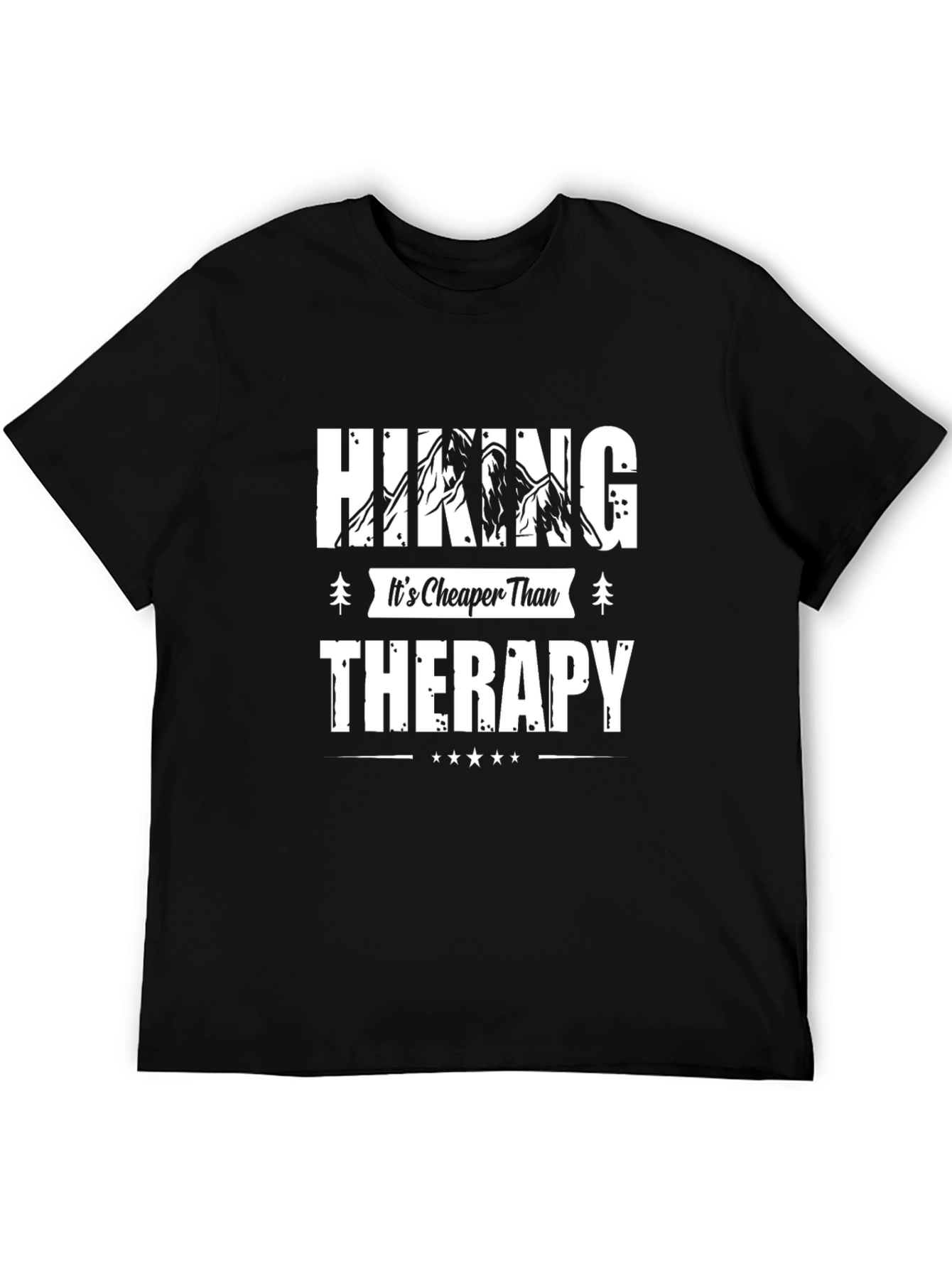 Hiking Cheaper Than Therapy Black Tee