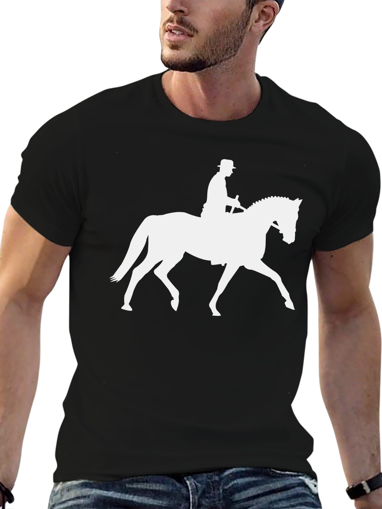 Equestrian Silhouette T-Shirt - Stylish Rider Design