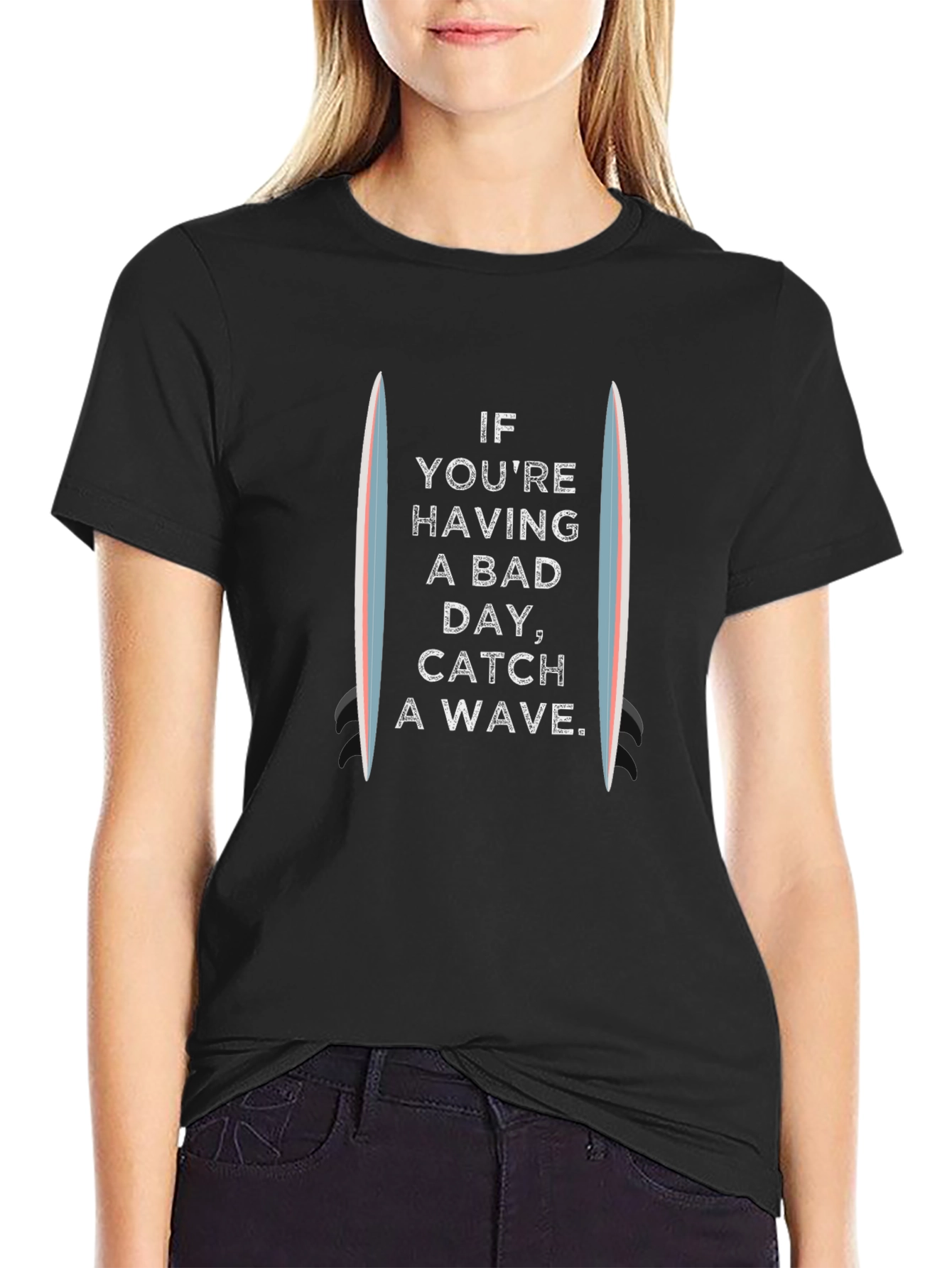 Catch a Wave Graphic Tee - Surfboard Design