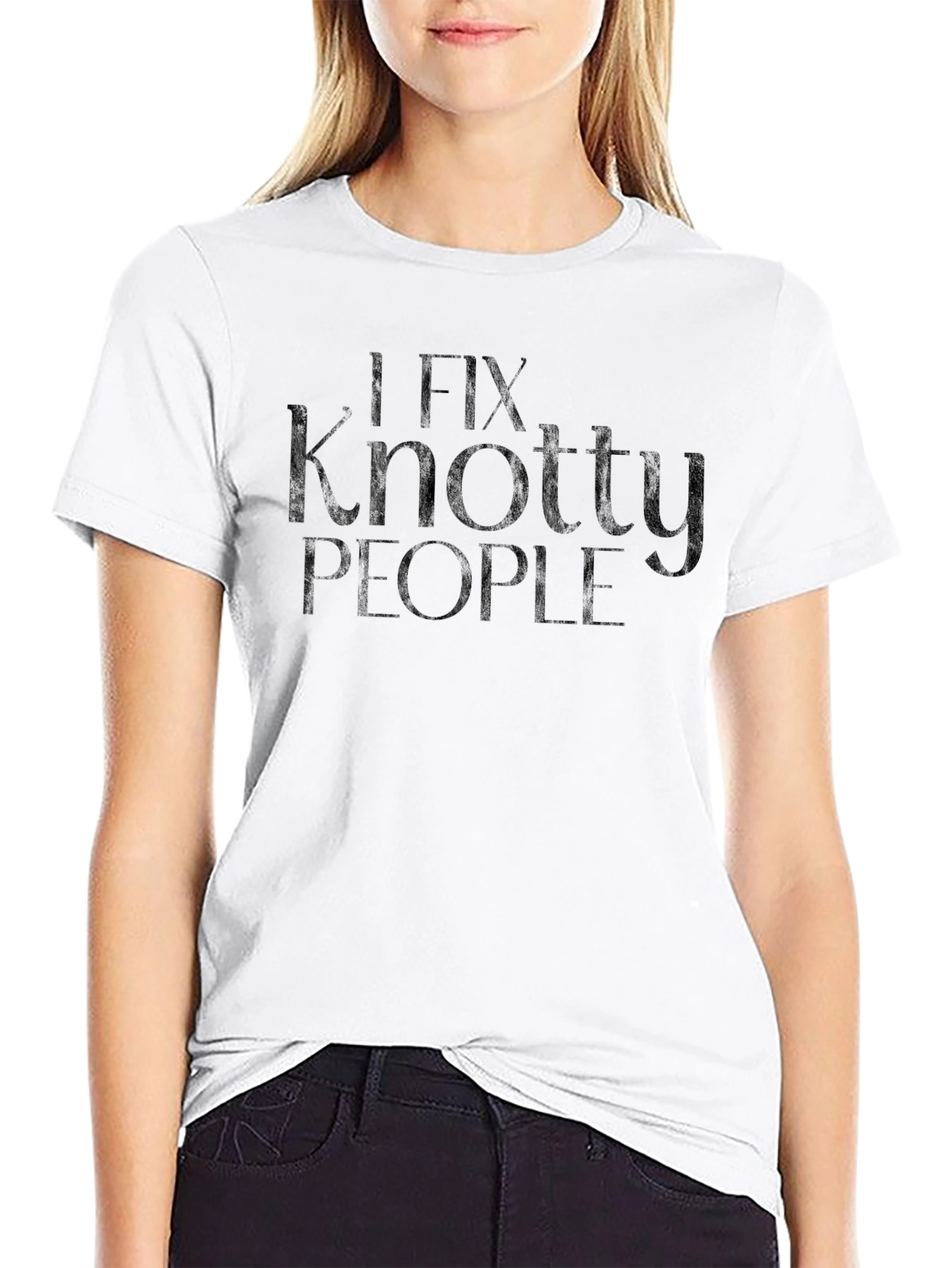 I Fix Knotty People Funny Black T-Shirt