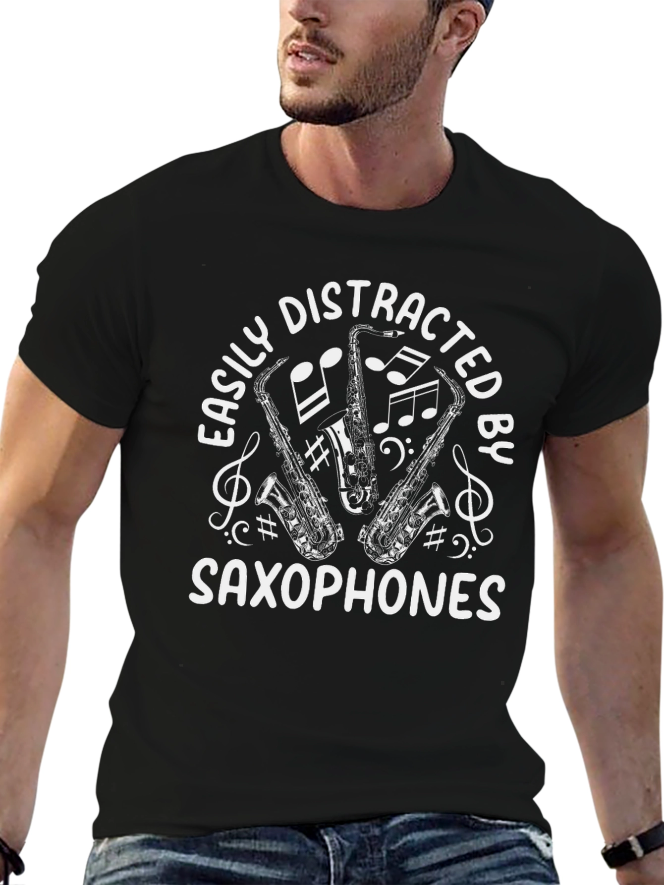 Easily Distracted by Saxophones Graphic Tee