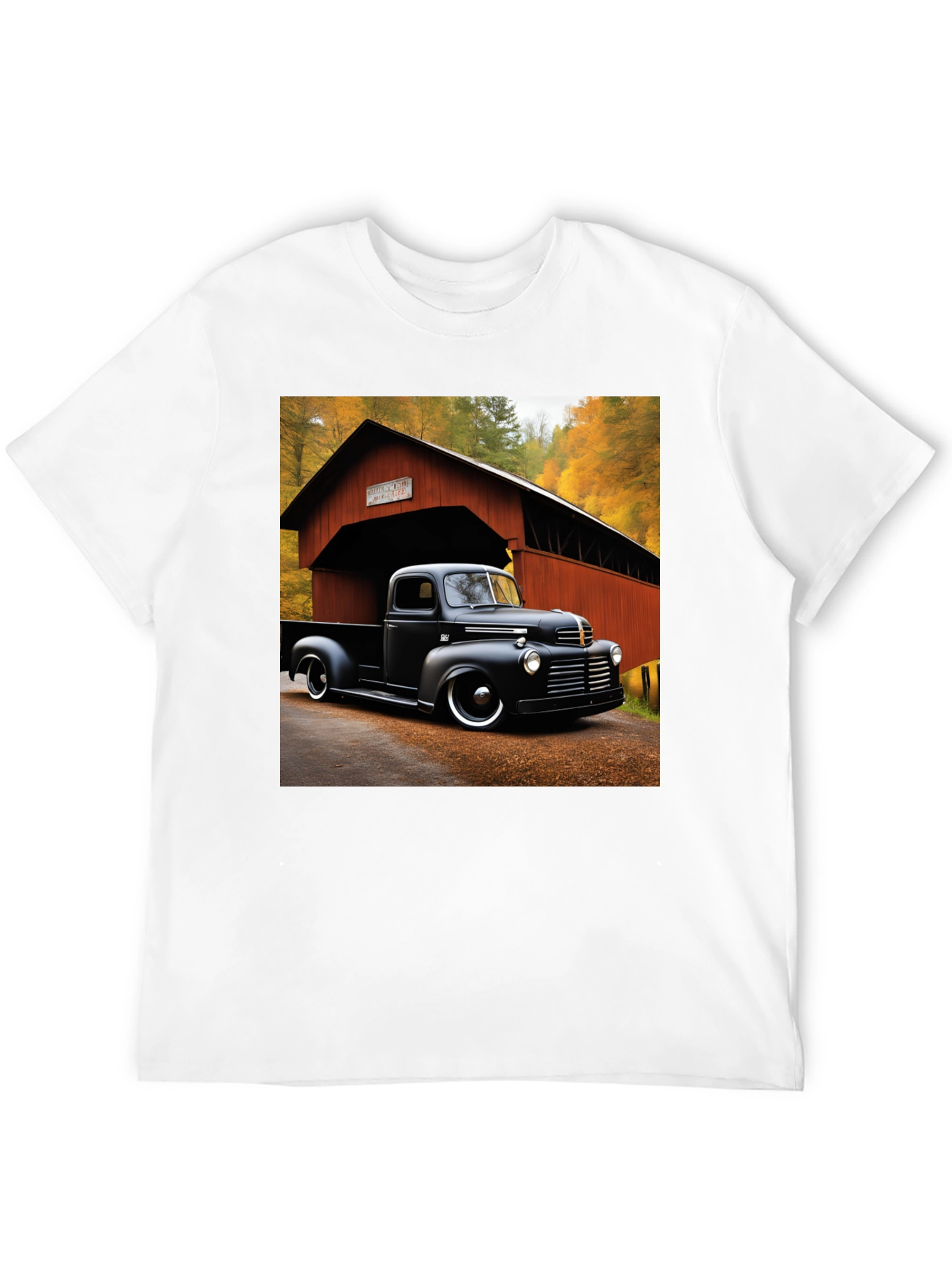 Classic Truck T-Shirt - Covered Bridge Backdrop