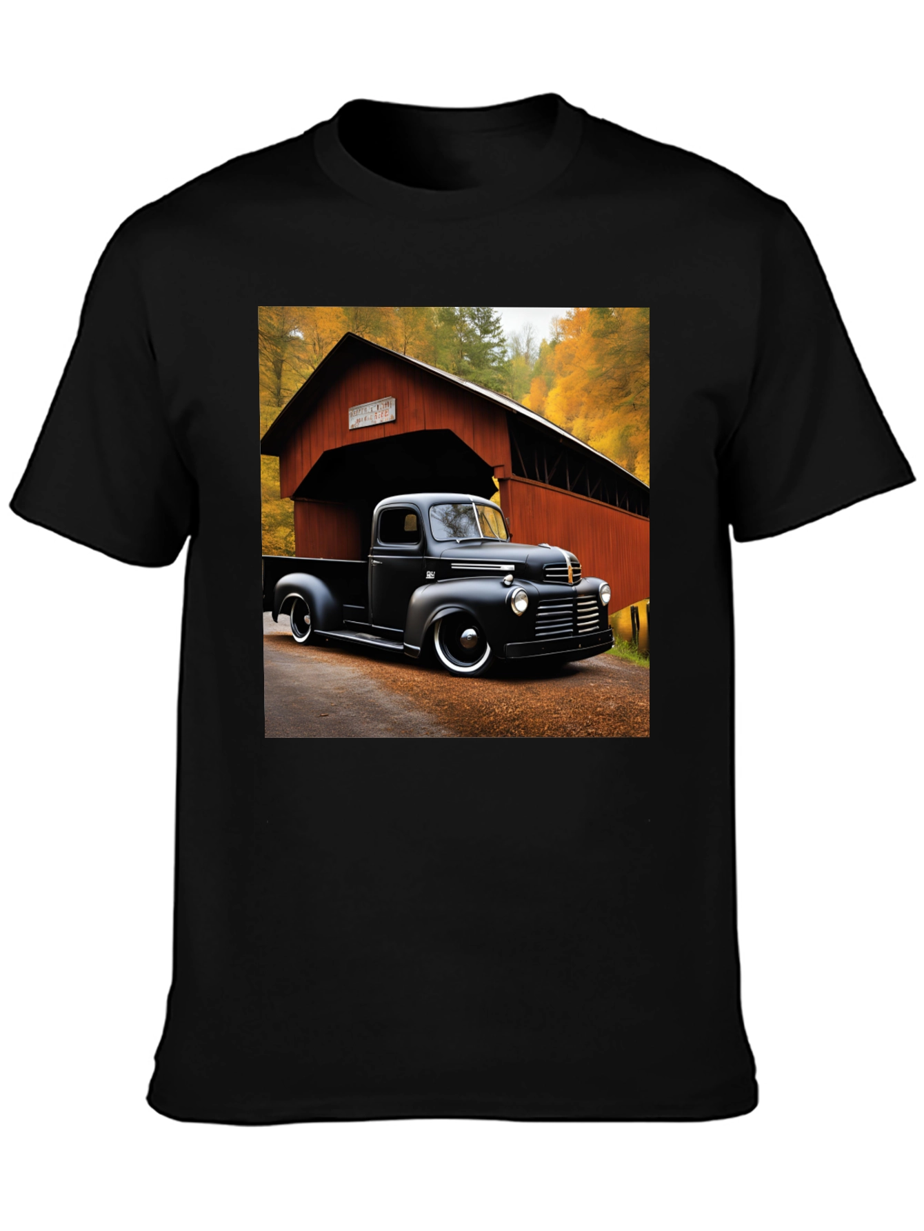 Classic Truck T-Shirt - Covered Bridge Backdrop