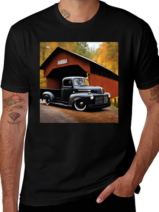Classic Truck T-Shirt - Covered Bridge Backdrop
