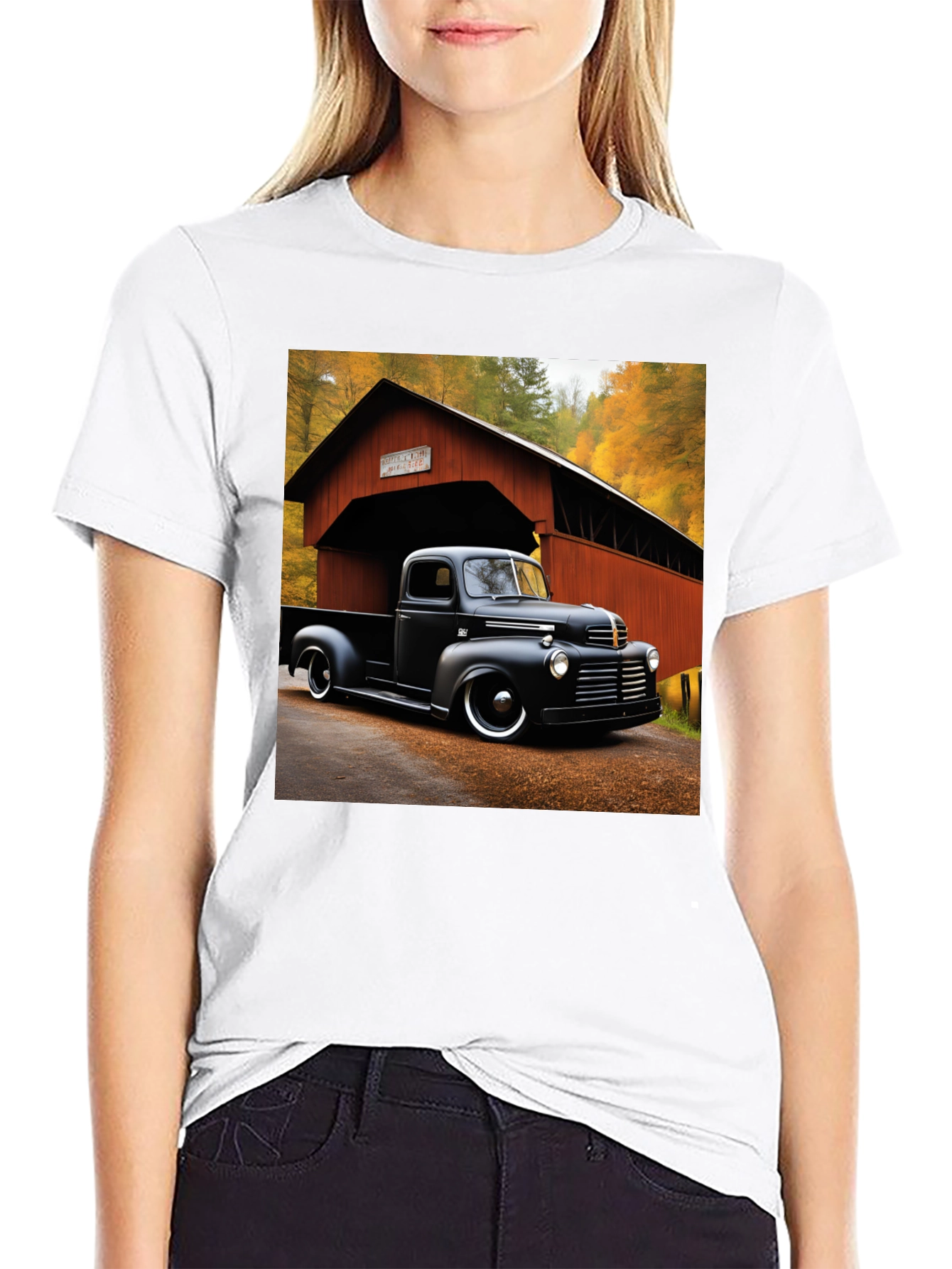 Classic Truck T-Shirt - Covered Bridge Backdrop
