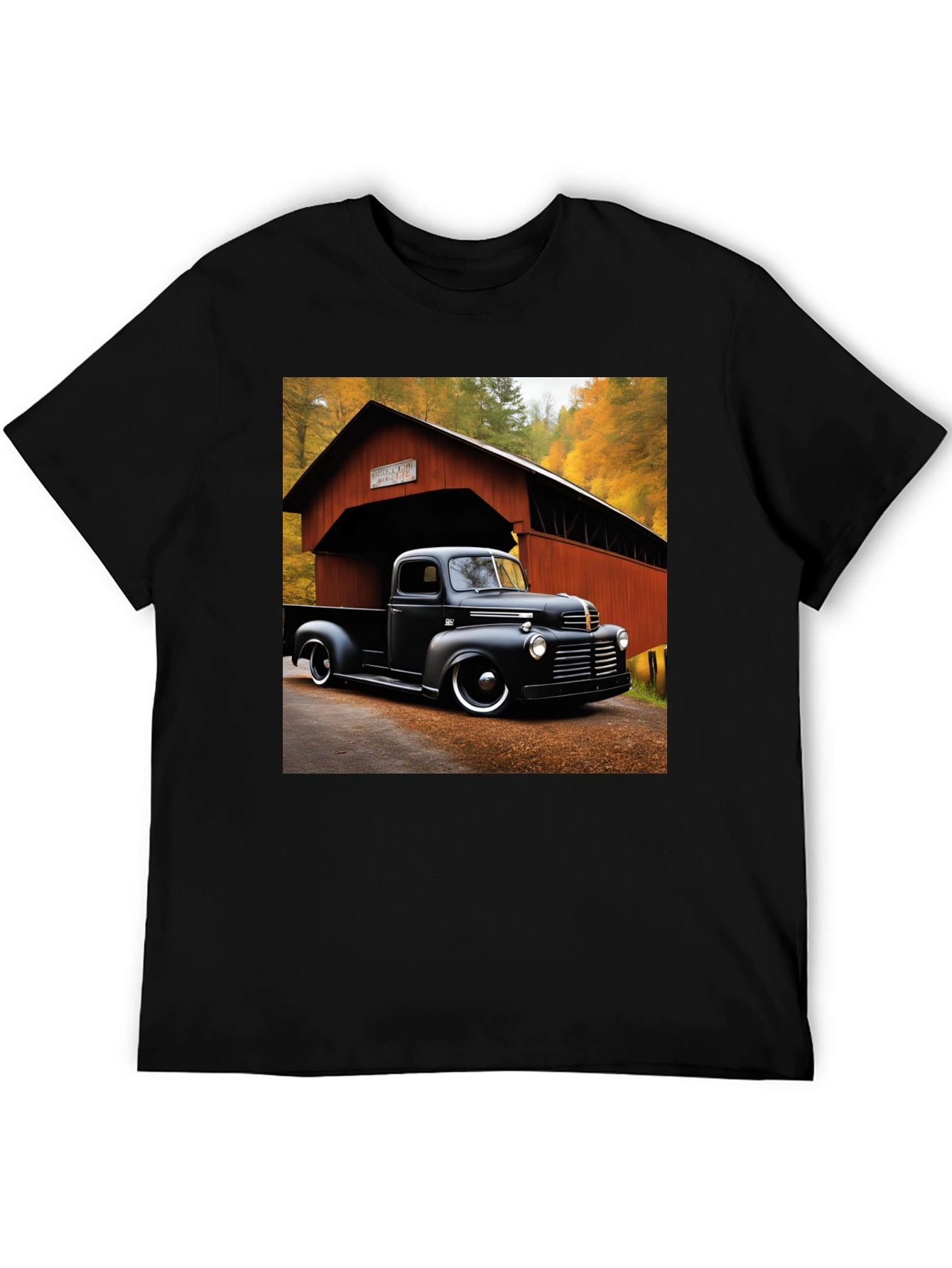 Classic Truck T-Shirt - Covered Bridge Backdrop