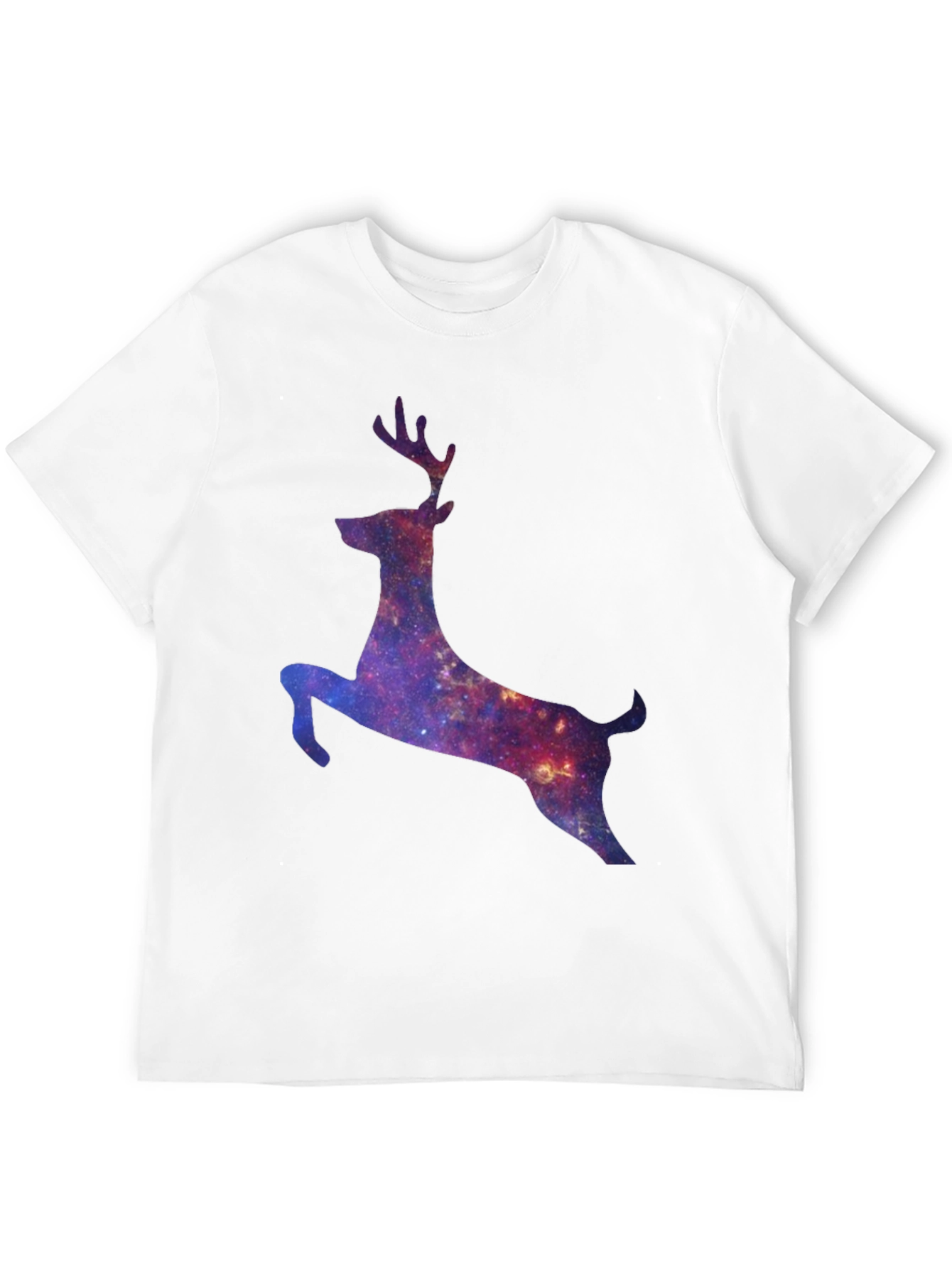 Galaxy Deer Graphic Tee - Black Cotton T-Shirt