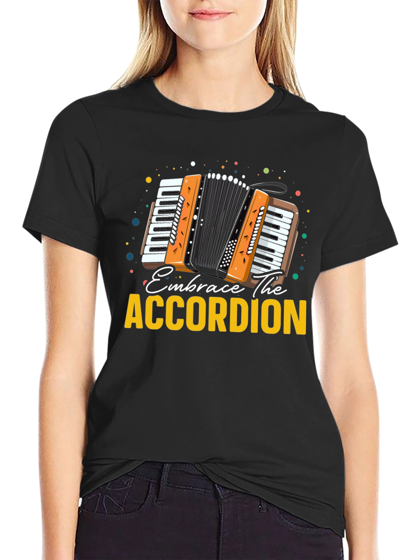 Embrace The Accordion Black Graphic Tee