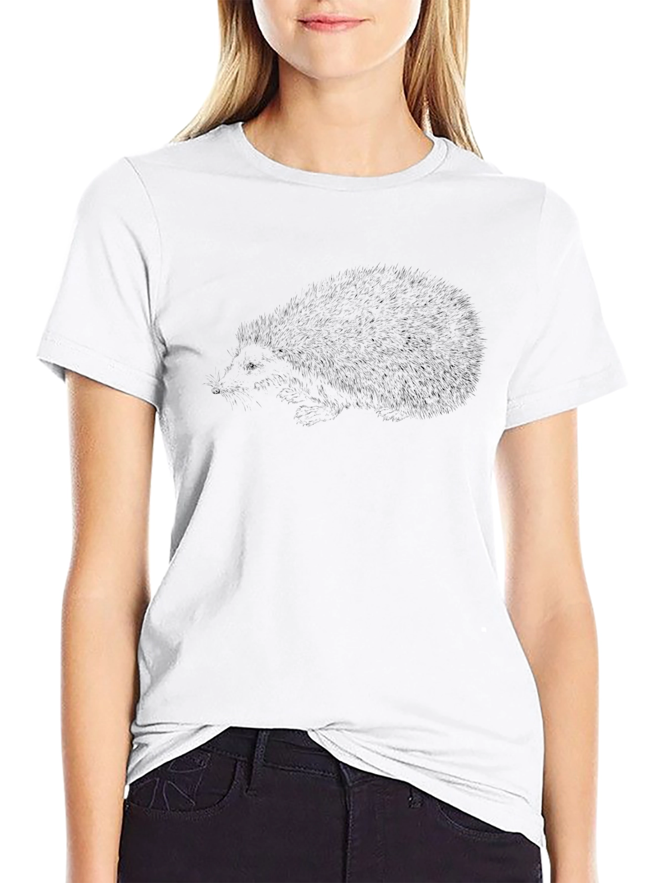 Mens Black Hedgehog Graphic Tee - Casual Comfort