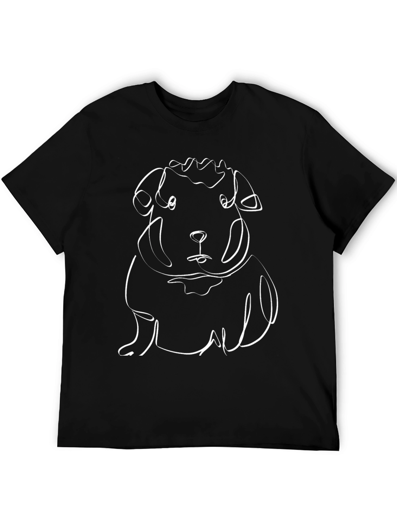 Dog Line Art Black T-Shirt