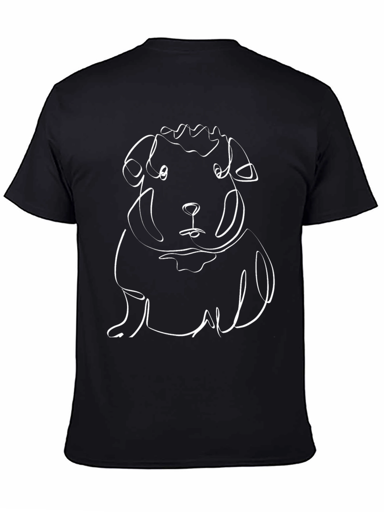 Dog Line Art Black T-Shirt