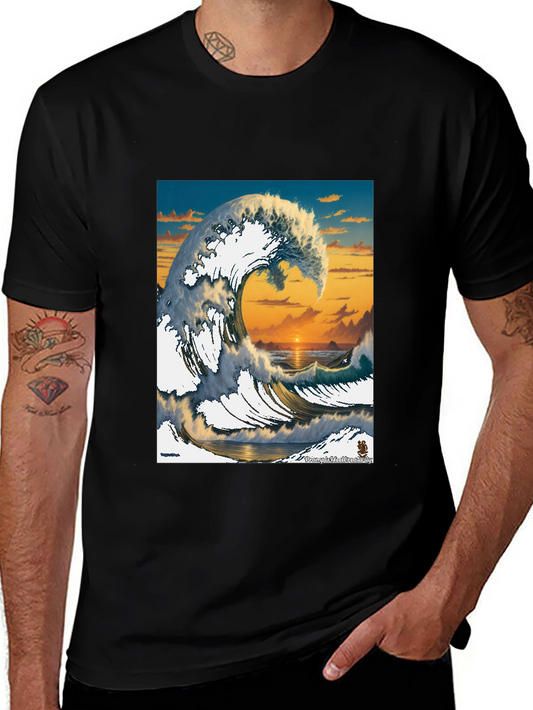 Great Wave Graphic Tee - Sunset Ocean Design