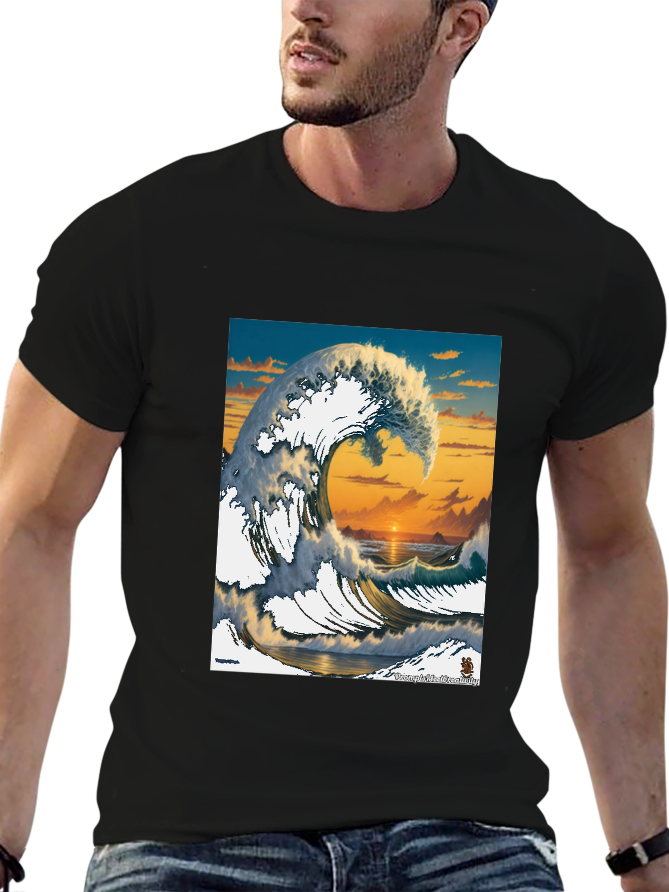 Great Wave Graphic Tee - Sunset Ocean Design