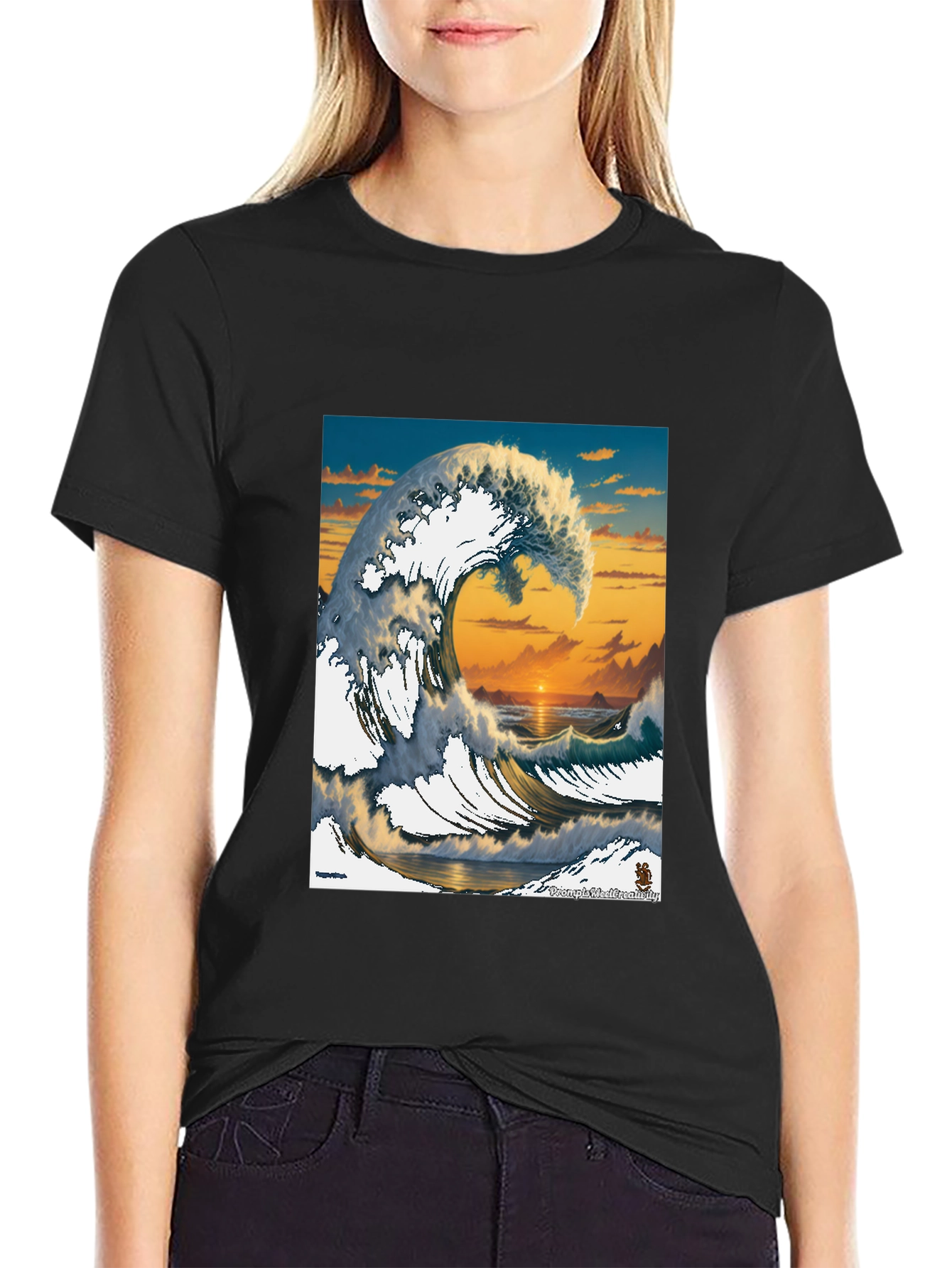 Great Wave Graphic Tee - Sunset Ocean Design