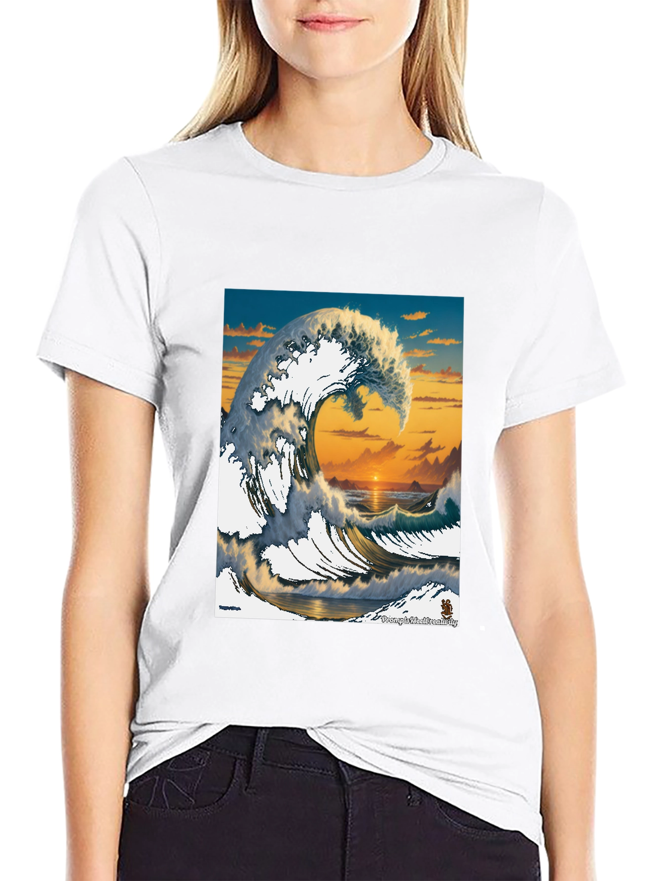 Great Wave Graphic Tee - Sunset Ocean Design