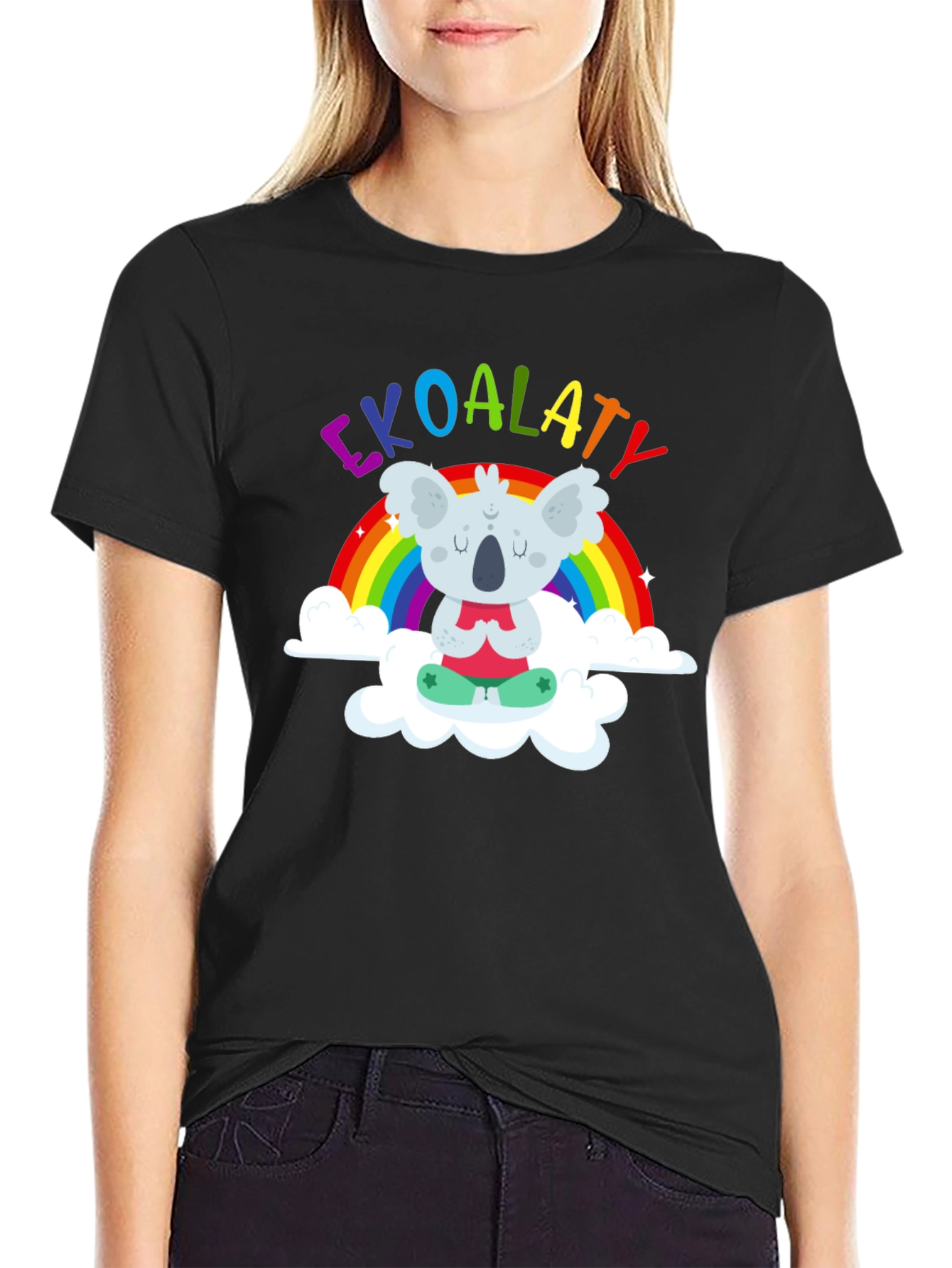 Ekoalaty T-Shirt: Meditating Koala on Rainbow Cloud