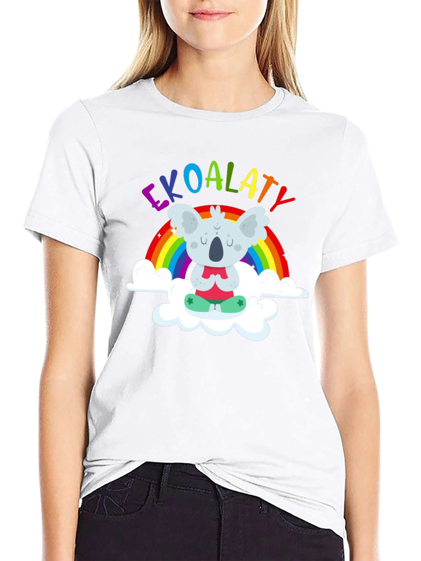 Ekoalaty T-Shirt: Meditating Koala on Rainbow Cloud