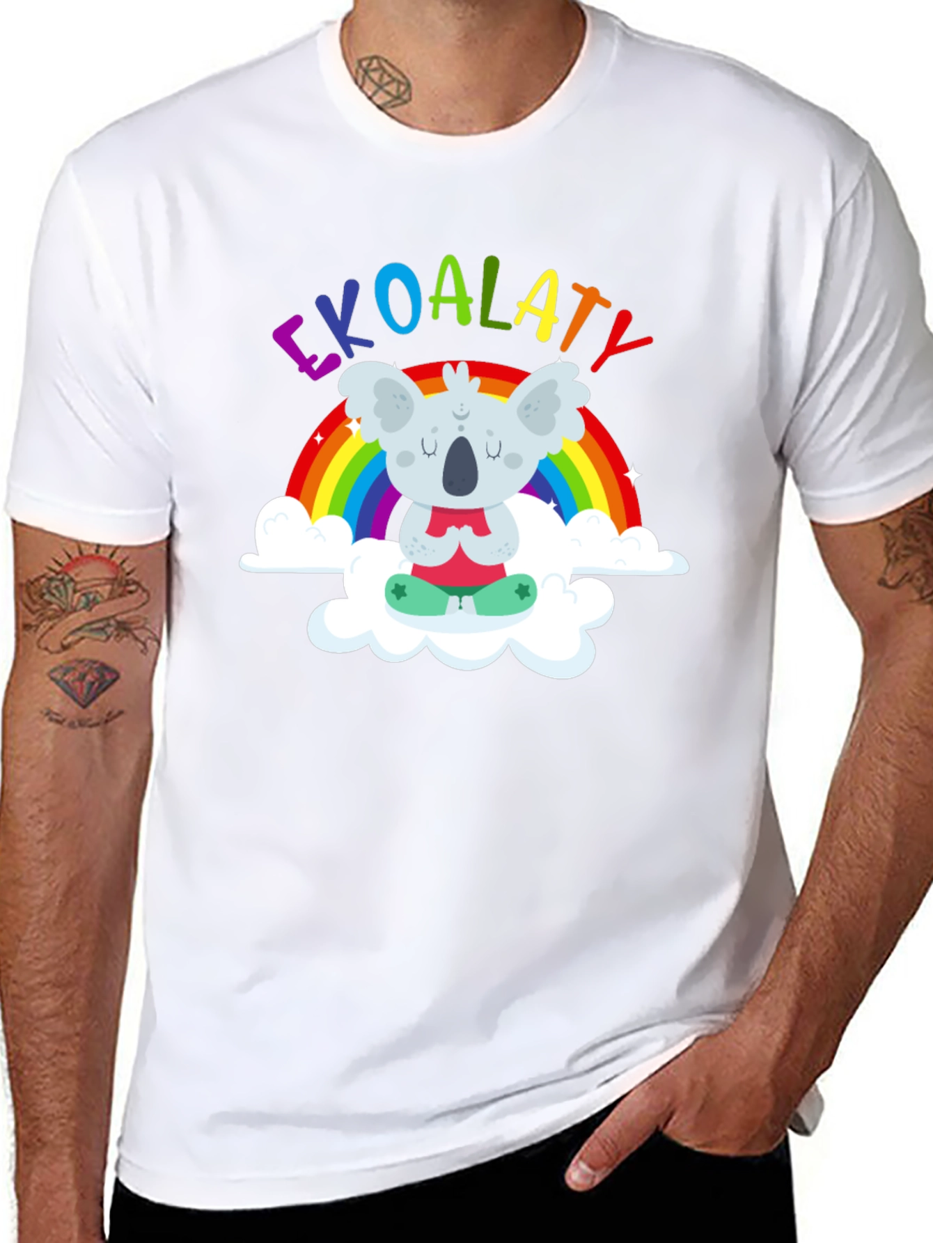 Ekoalaty T-Shirt: Meditating Koala on Rainbow Cloud